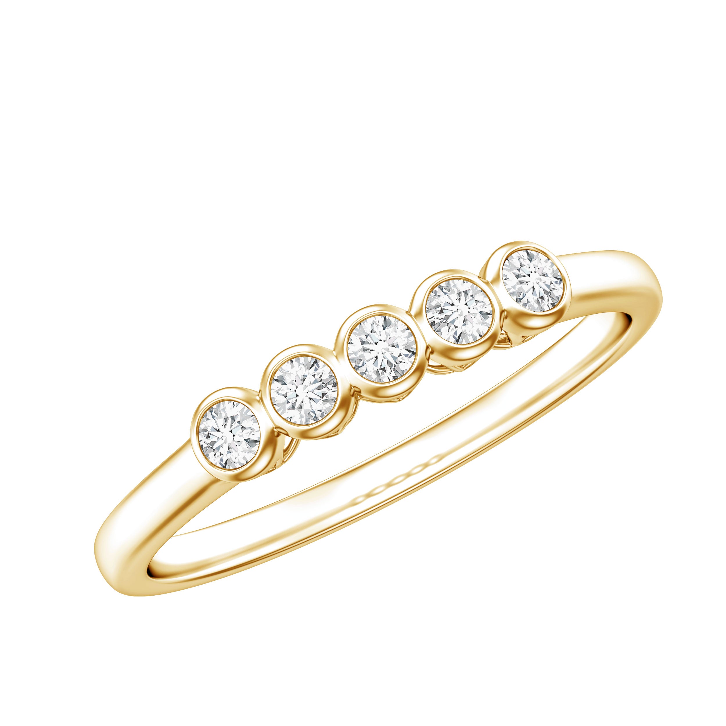 Natural Diamond Five Stone Promise Ring Natural - ( HI-SI ) - Rosec Jewels