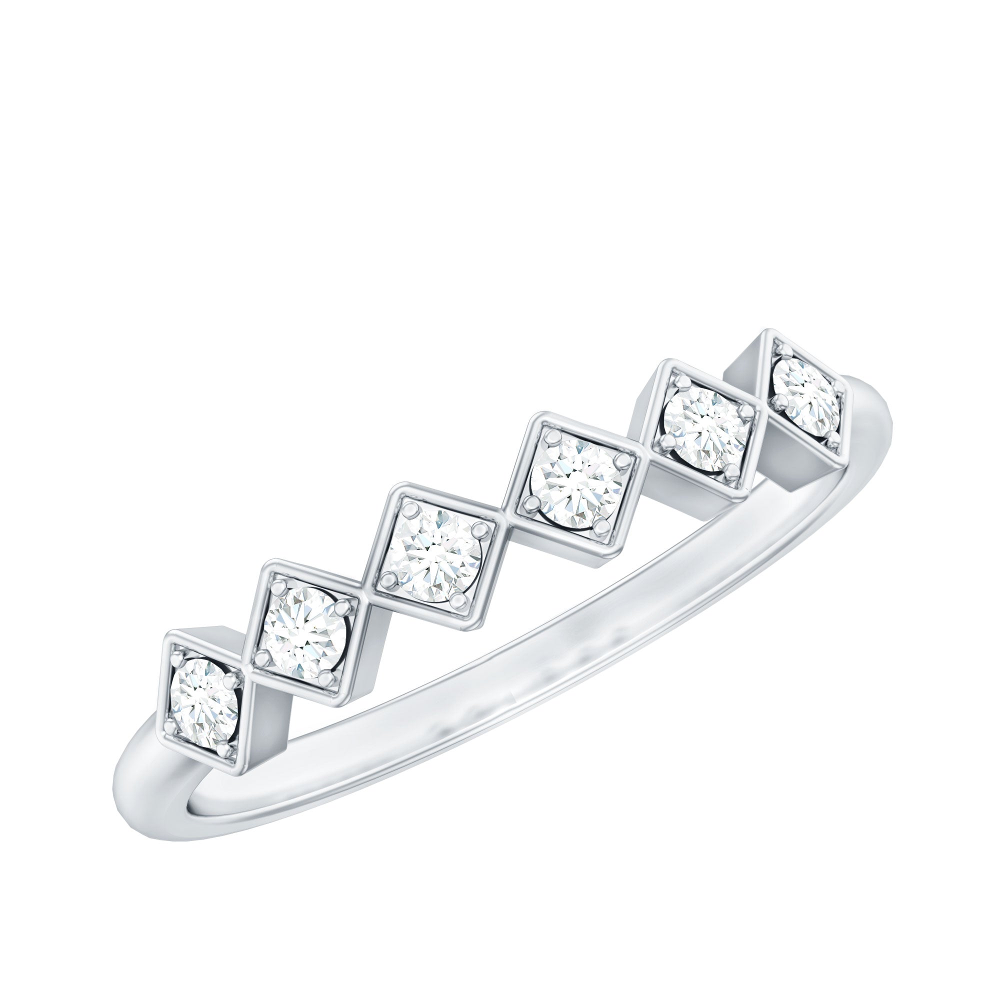 Minimal Diamond Geometric Half Eternity Ring Natural - ( HI-SI ) - Rosec Jewels