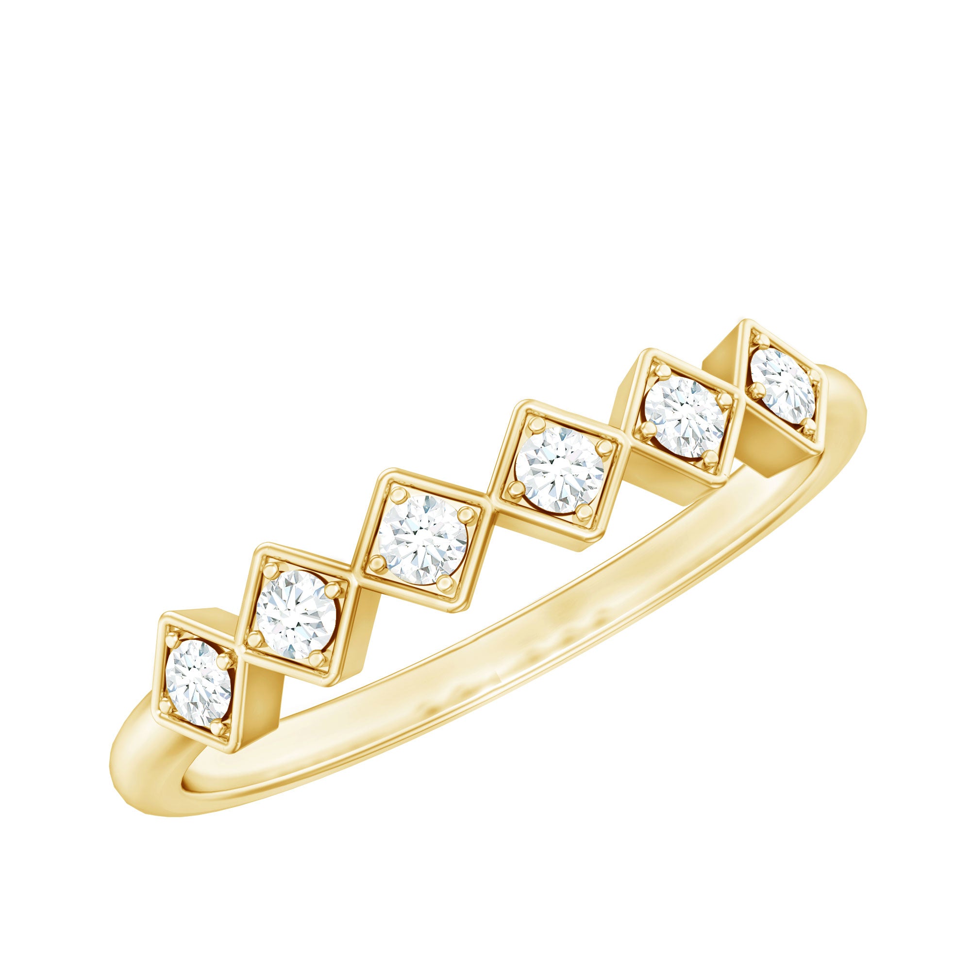 Minimal Diamond Geometric Half Eternity Ring Natural - ( HI-SI ) - Rosec Jewels