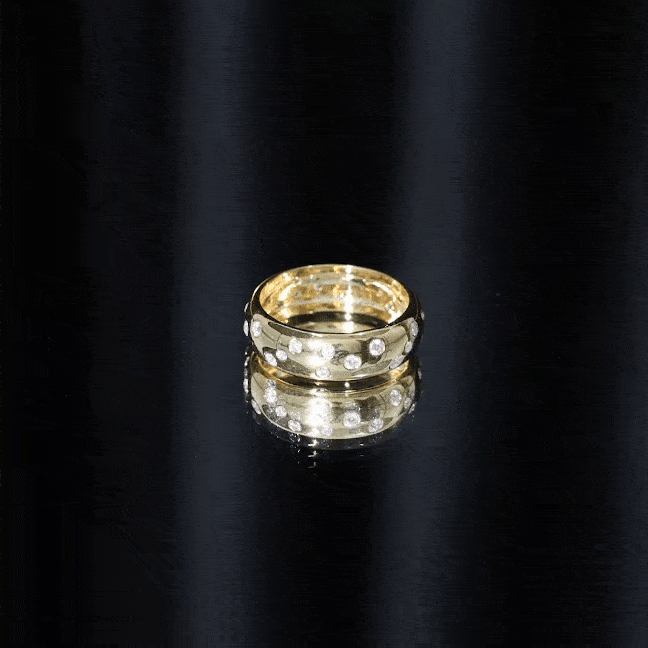 Scatter Moissanite Wedding Wide Band Ring D-VS1 - Rosec Jewels