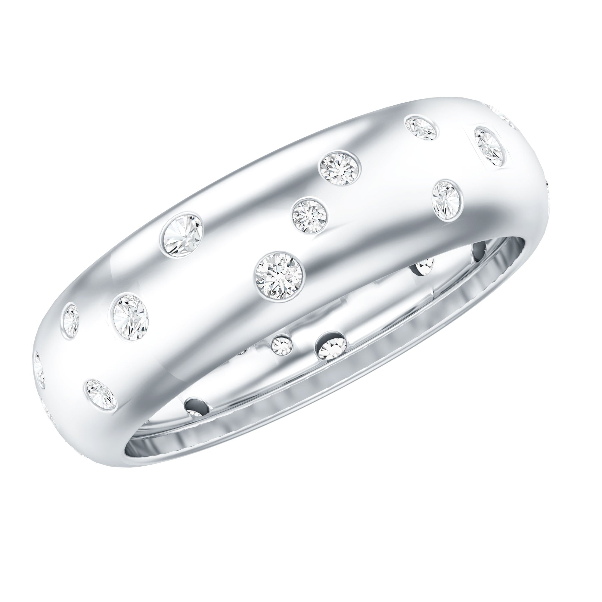Scatter Moissanite Wedding Wide Band Ring