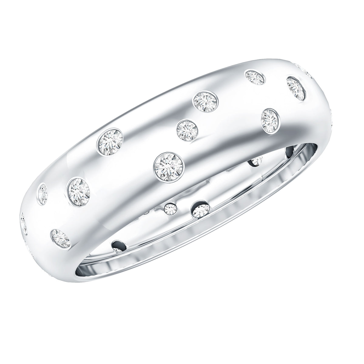 Scatter Moissanite Wedding Wide Band Ring D-VS1 - Rosec Jewels