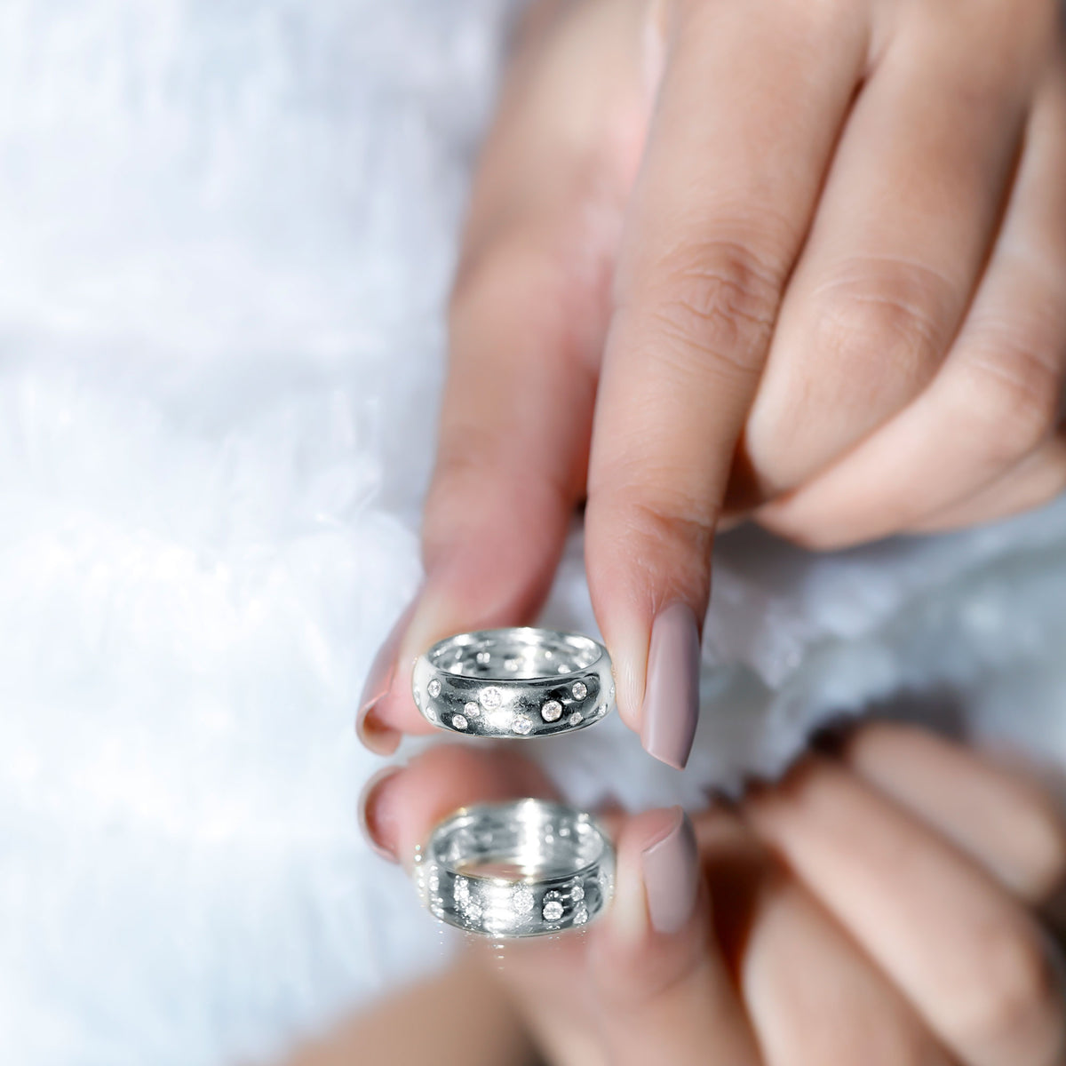 Scatter Moissanite Wedding Wide Band Ring D-VS1 - Rosec Jewels