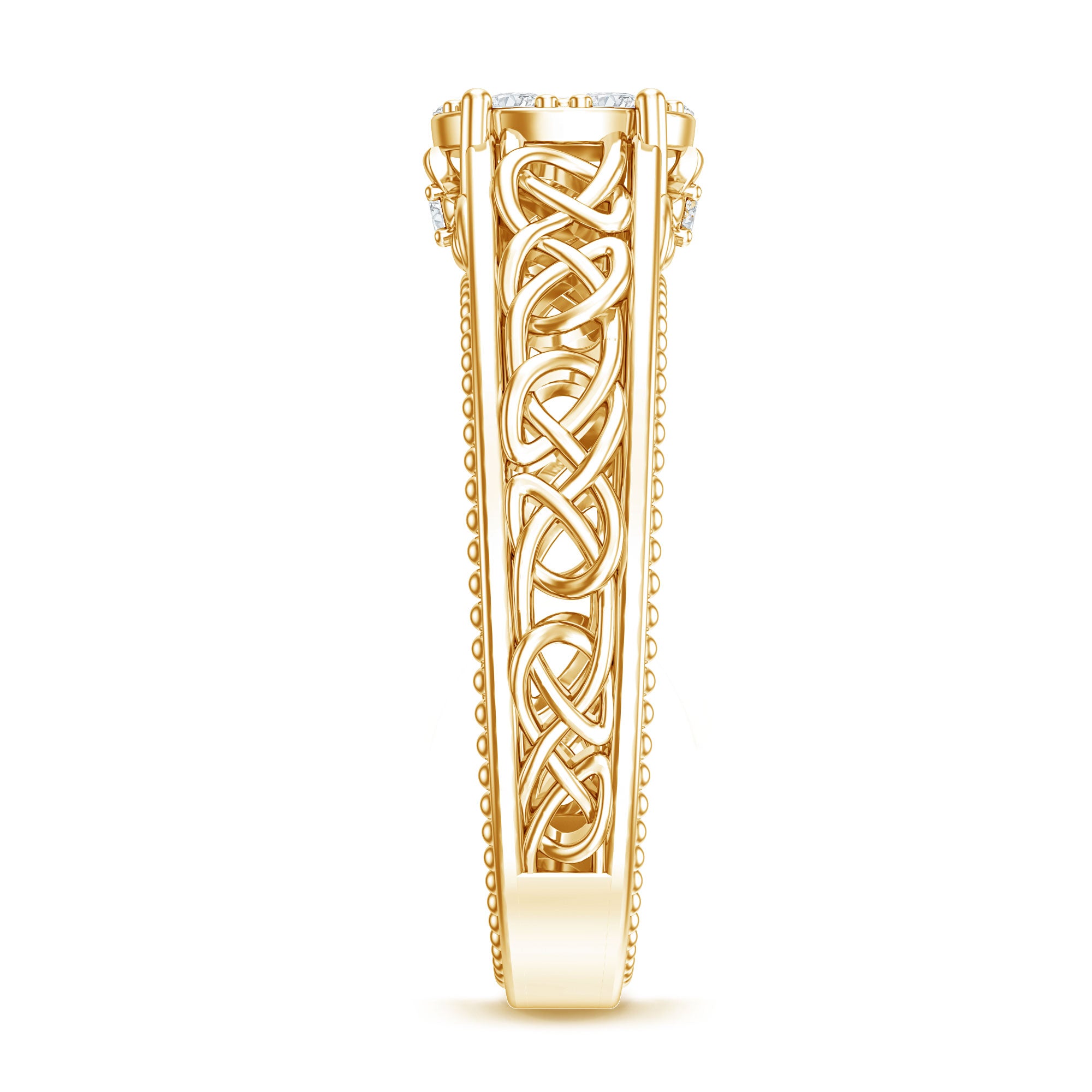 Illusion Real Diamond Celtic Knot Band Ring for Women Natural - ( HI-SI ) - Rosec Jewels