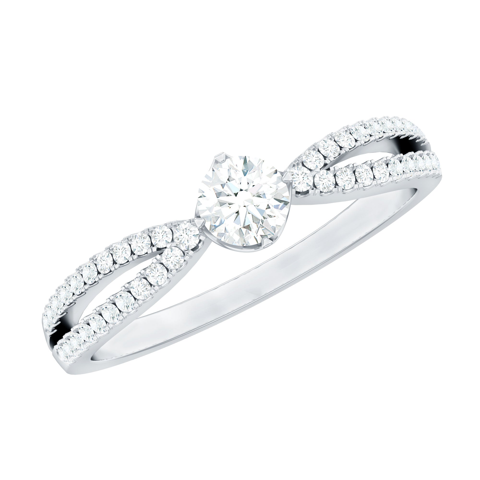 Diamond Solitaire Engagement Ring With Split Shank Natural - ( HI-SI ) - Rosec Jewels