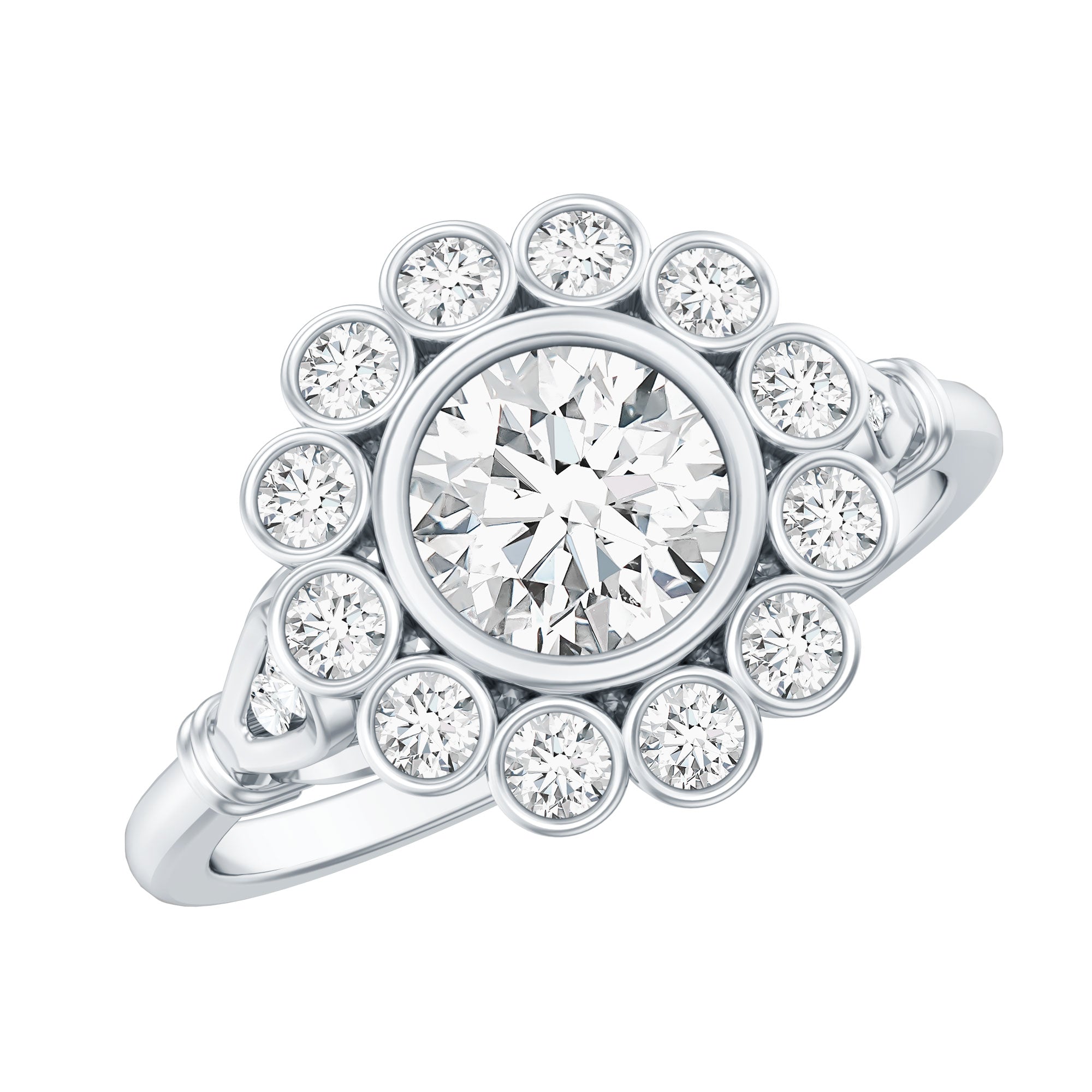 Certified Moissanite Bezel Set Engagement Ring D-VS1 - Rosec Jewels