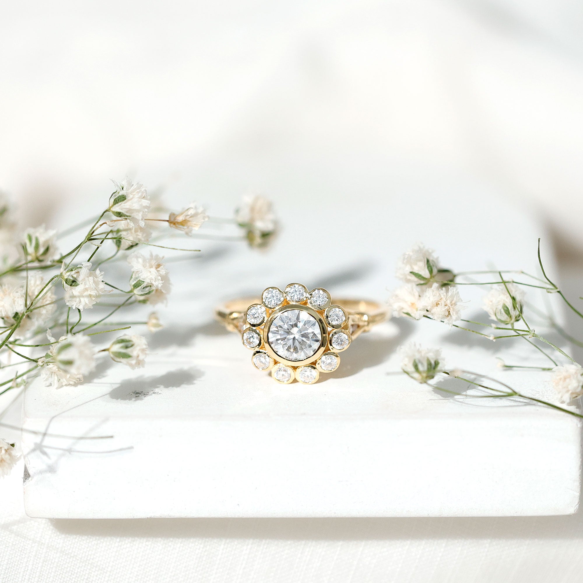 Certified Moissanite Bezel Set Engagement Ring D-VS1 - Rosec Jewels