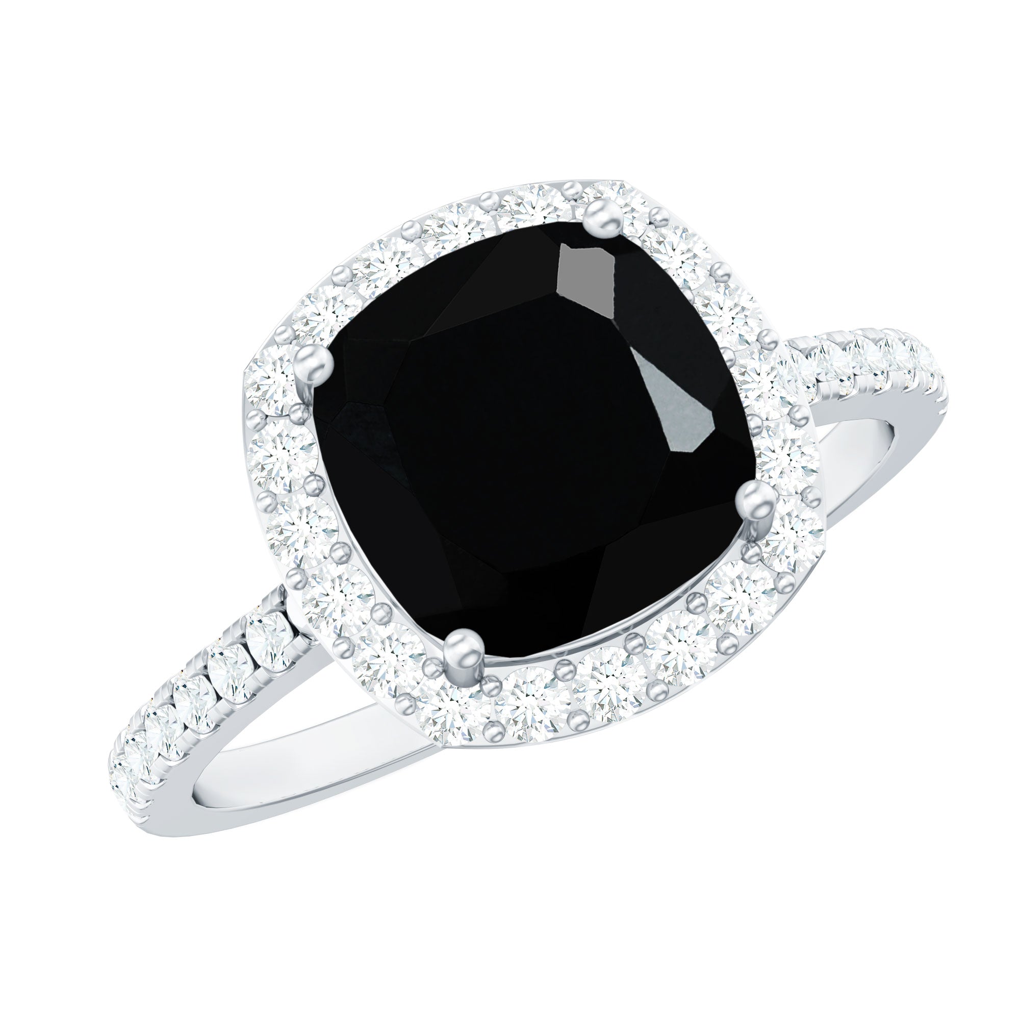 Vintage Inspired Lab Created Black Diamond Engagement Ring with Diamond
