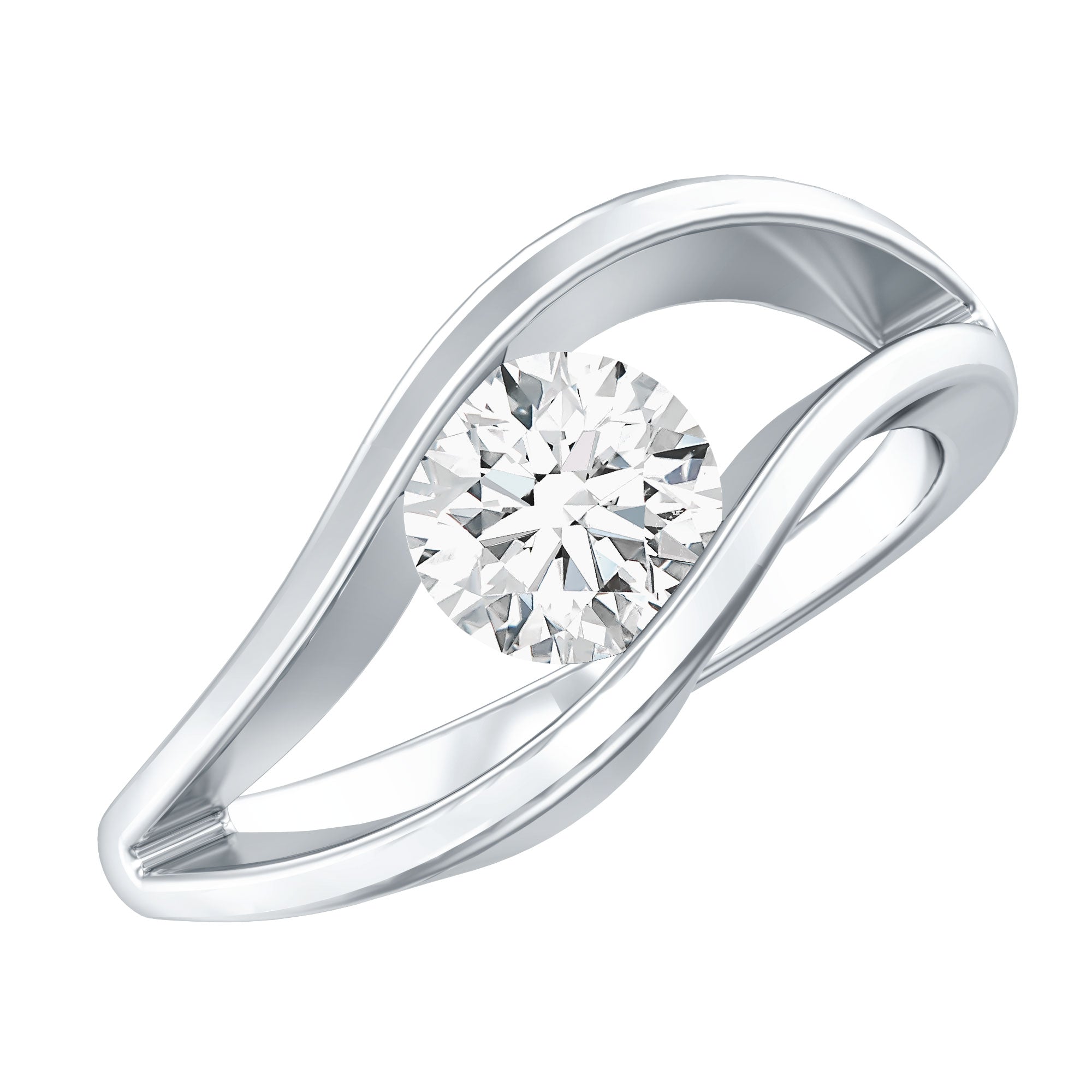 Certified 6 MM Round Moissanite Solitaire Ring with Tension Setting D-VS1 - Rosec Jewels
