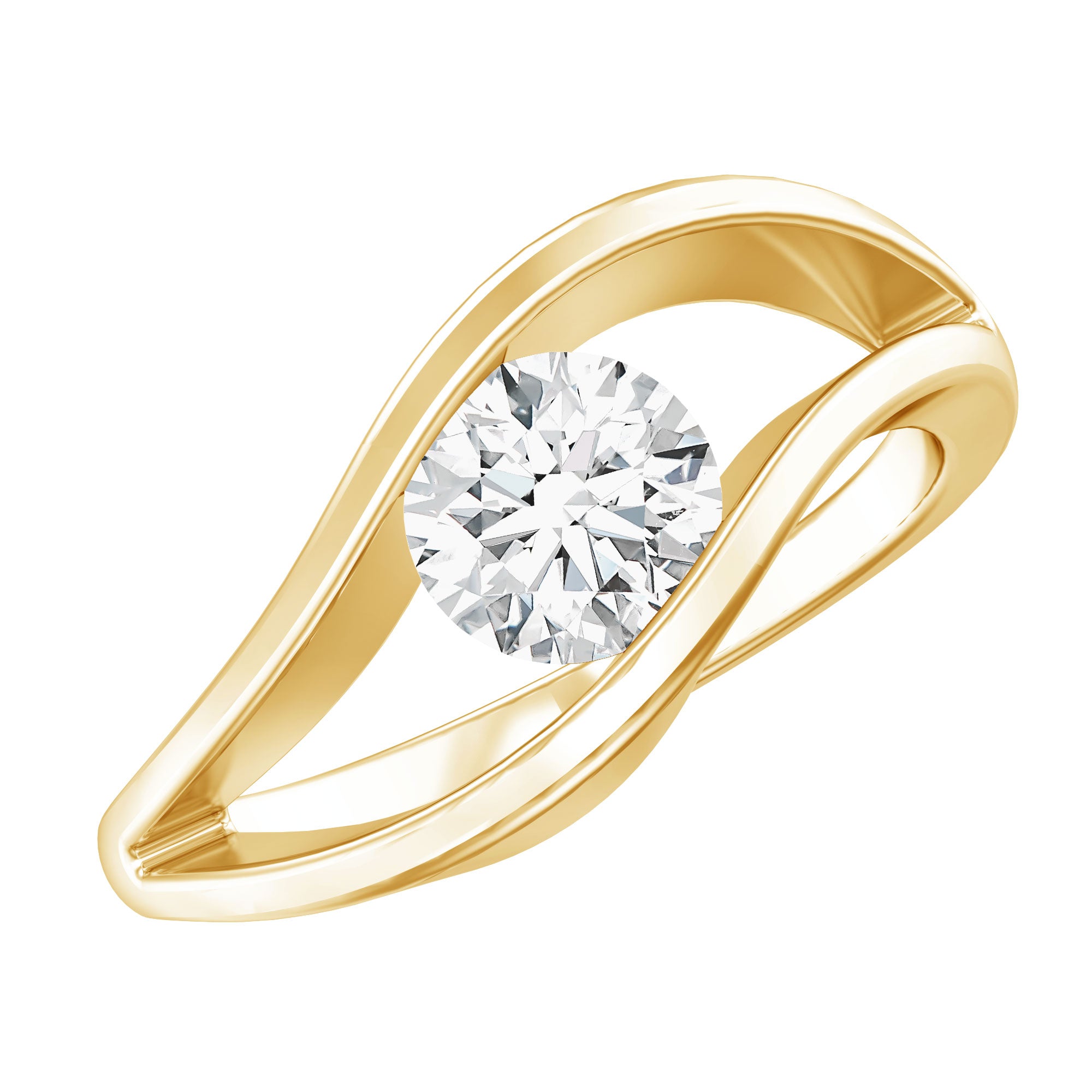 Certified 6 MM Round Moissanite Solitaire Ring with Tension Setting D-VS1 - Rosec Jewels