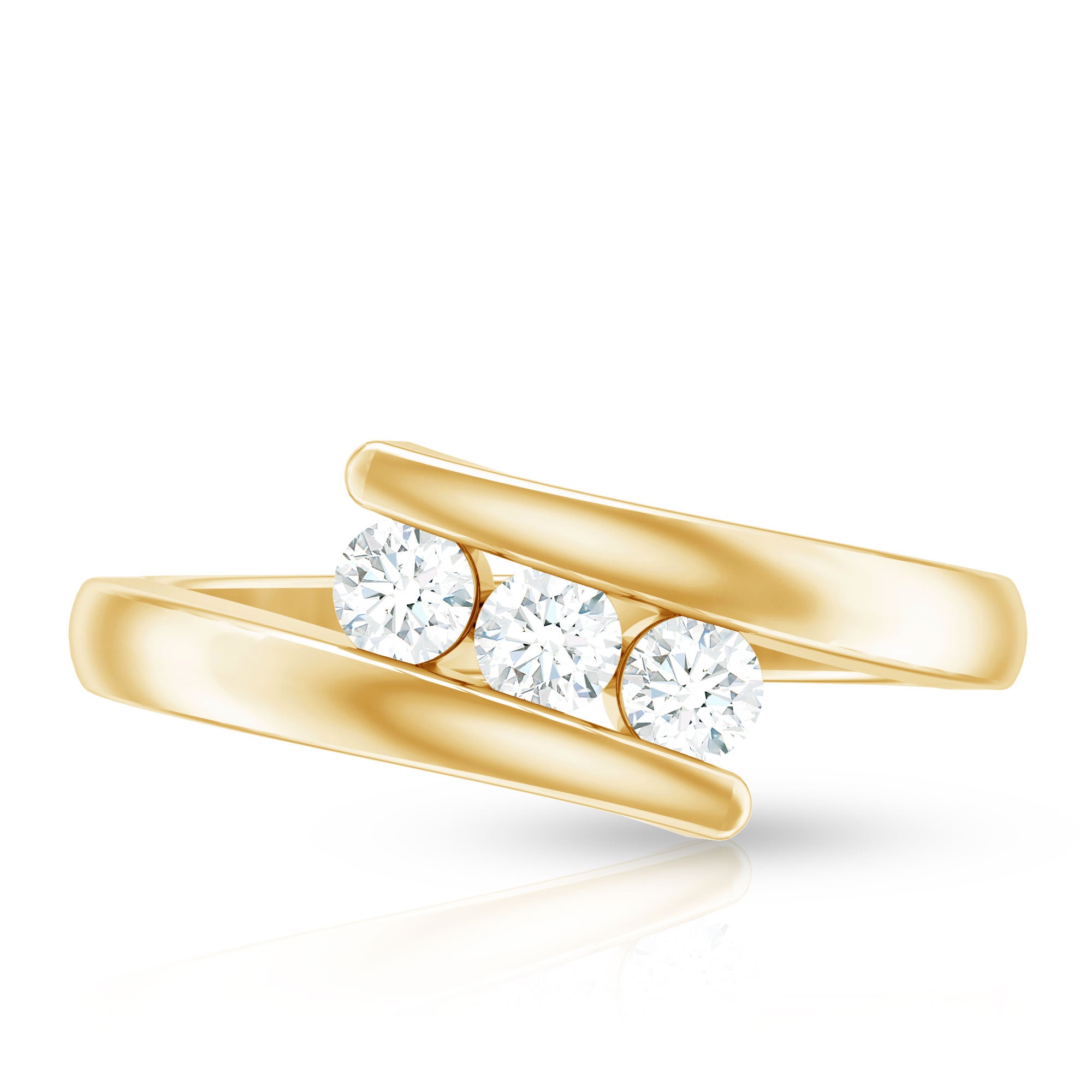 Certified Diamond Three Stone Promise Ring Natural - ( HI-SI ) - Rosec Jewels