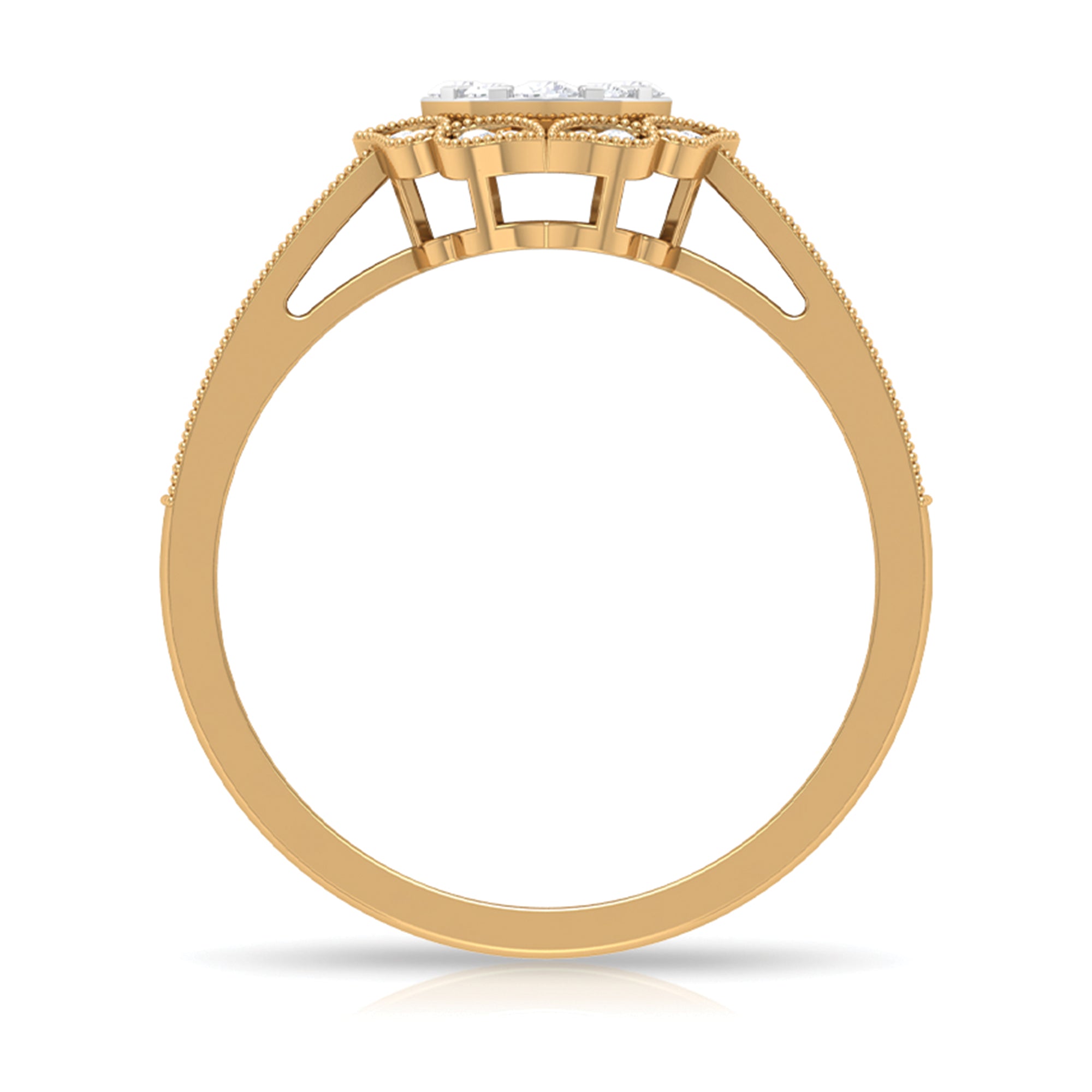 Vintage Inspired Diamond Halo Engagement Ring In Illusion Setting Natural - ( HI-SI ) - Rosec Jewels