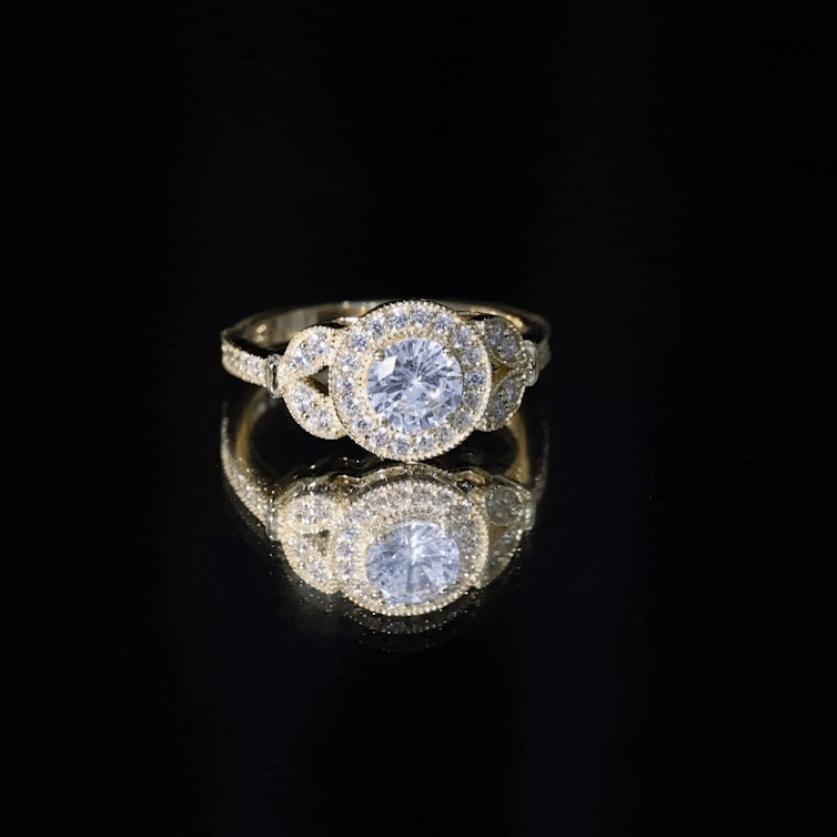 Vintage Inspired Moissanite Halo Engagement Ring D-VS1 - Rosec Jewels
