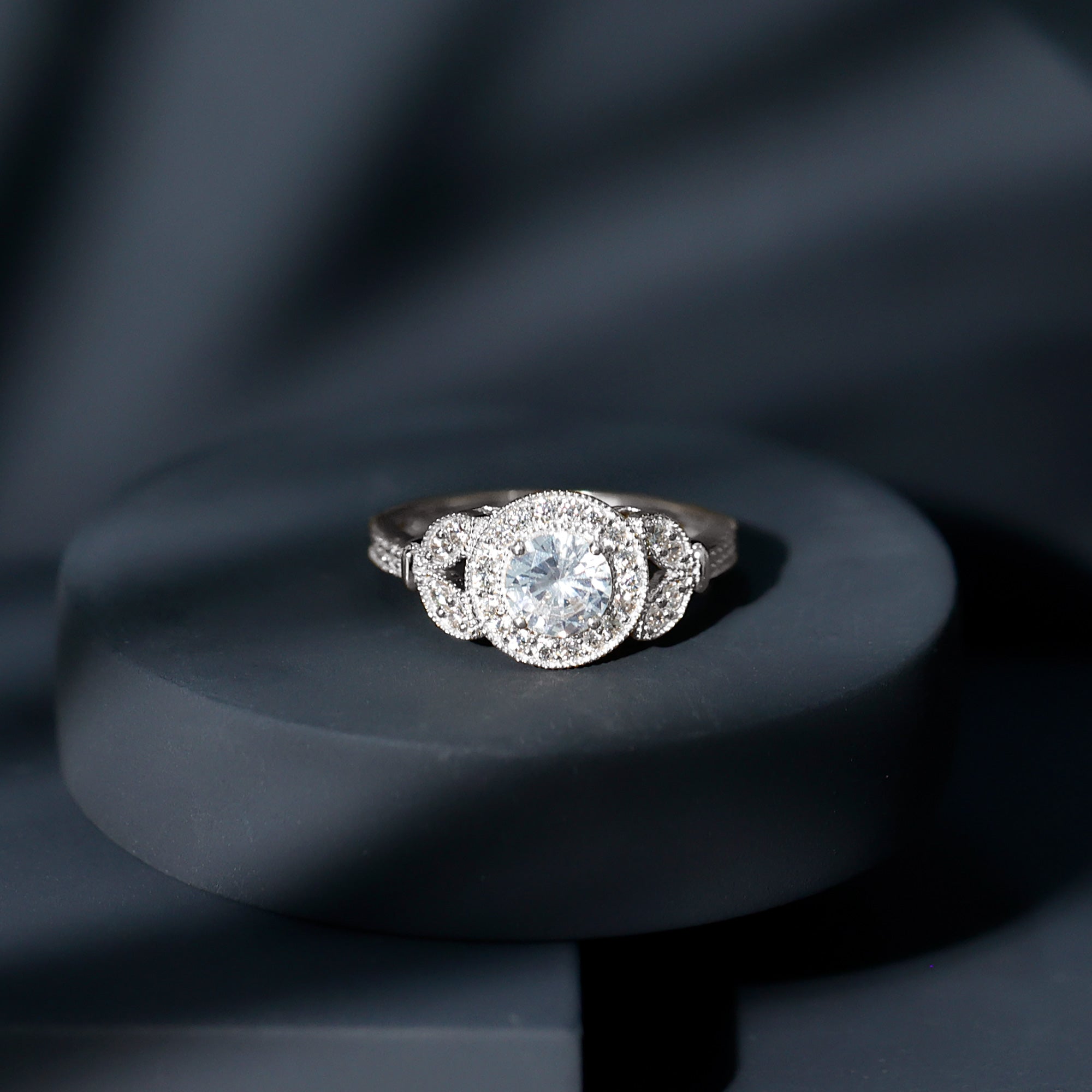 Vintage Inspired Moissanite Halo Engagement Ring D-VS1 - Rosec Jewels