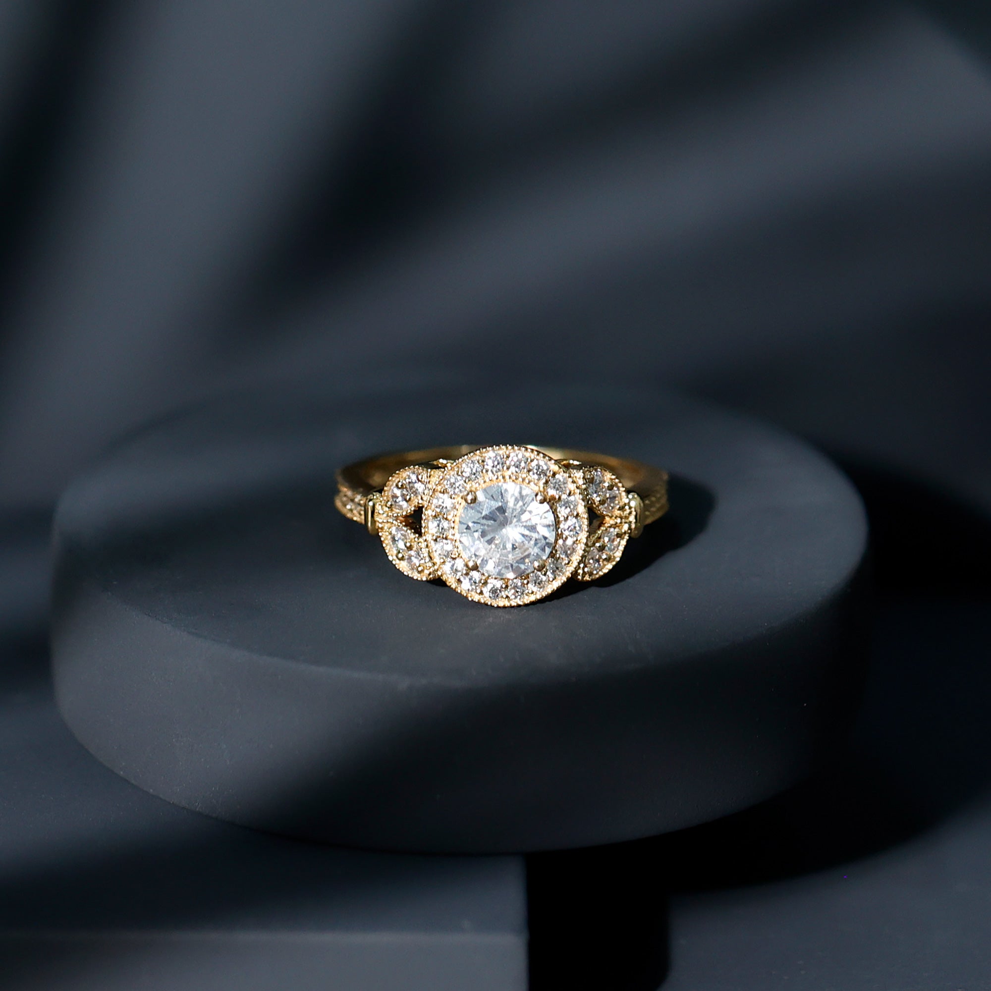 Vintage Inspired Moissanite Halo Engagement Ring D-VS1 - Rosec Jewels