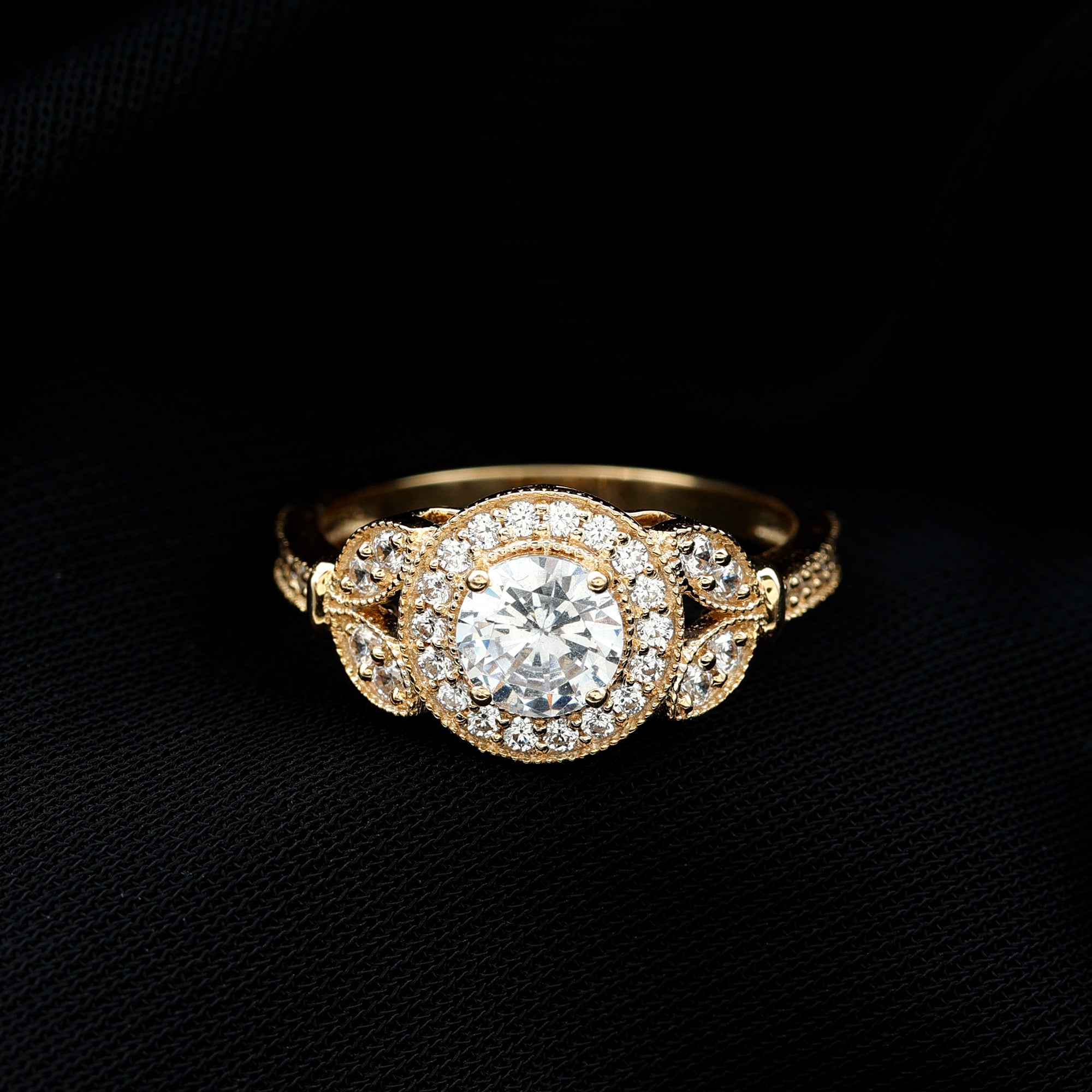 Vintage Inspired Moissanite Halo Engagement Ring D-VS1 - Rosec Jewels