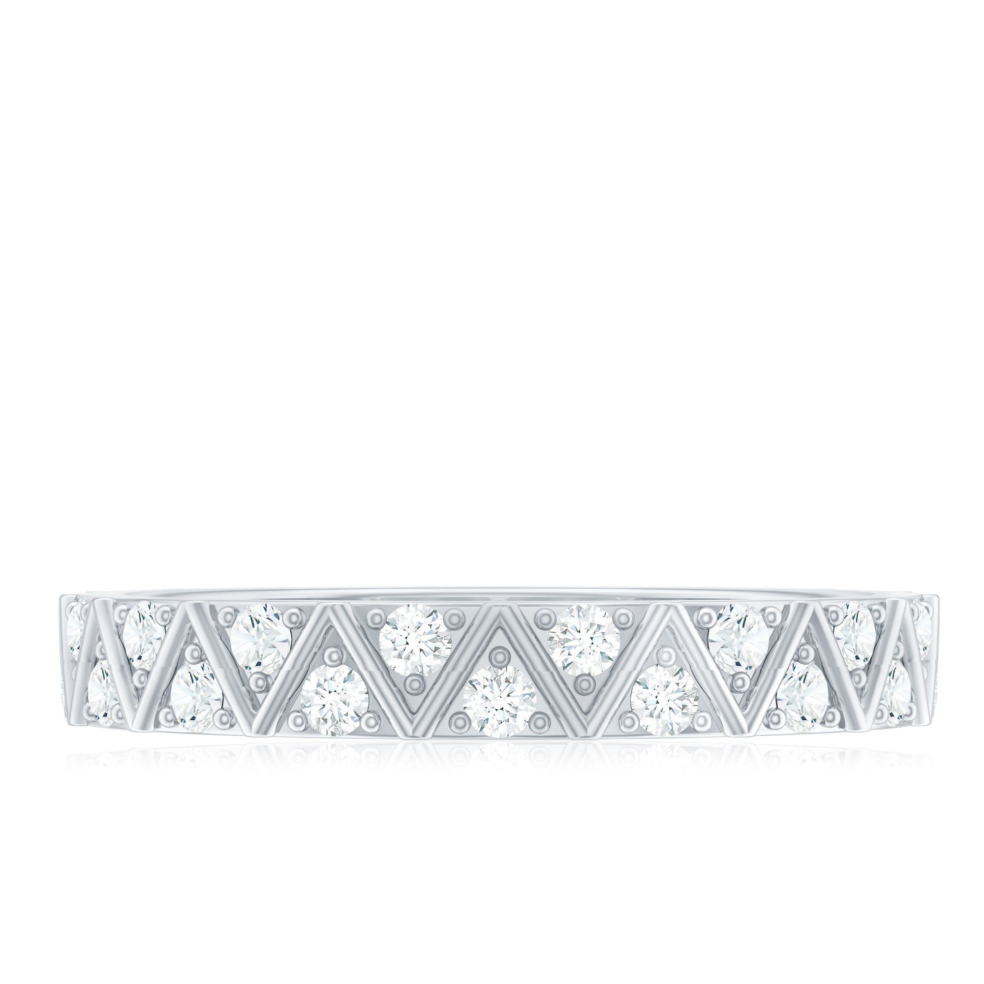 Diamond Band Ring in Surface Prong Set Natural - ( HI-SI ) - Rosec Jewels