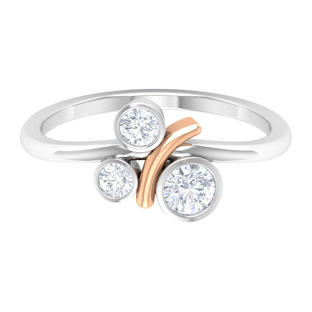 Natural Bezel Set Diamond 3 Stone Promise Ring Natural - ( HI-SI ) - Rosec Jewels