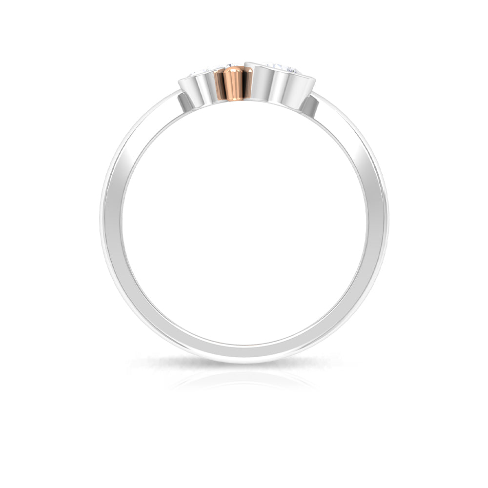 Natural Bezel Set Diamond 3 Stone Promise Ring Natural - ( HI-SI ) - Rosec Jewels