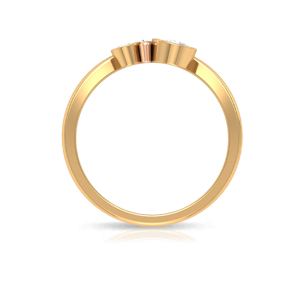 Natural Bezel Set Diamond 3 Stone Promise Ring Natural - ( HI-SI ) - Rosec Jewels