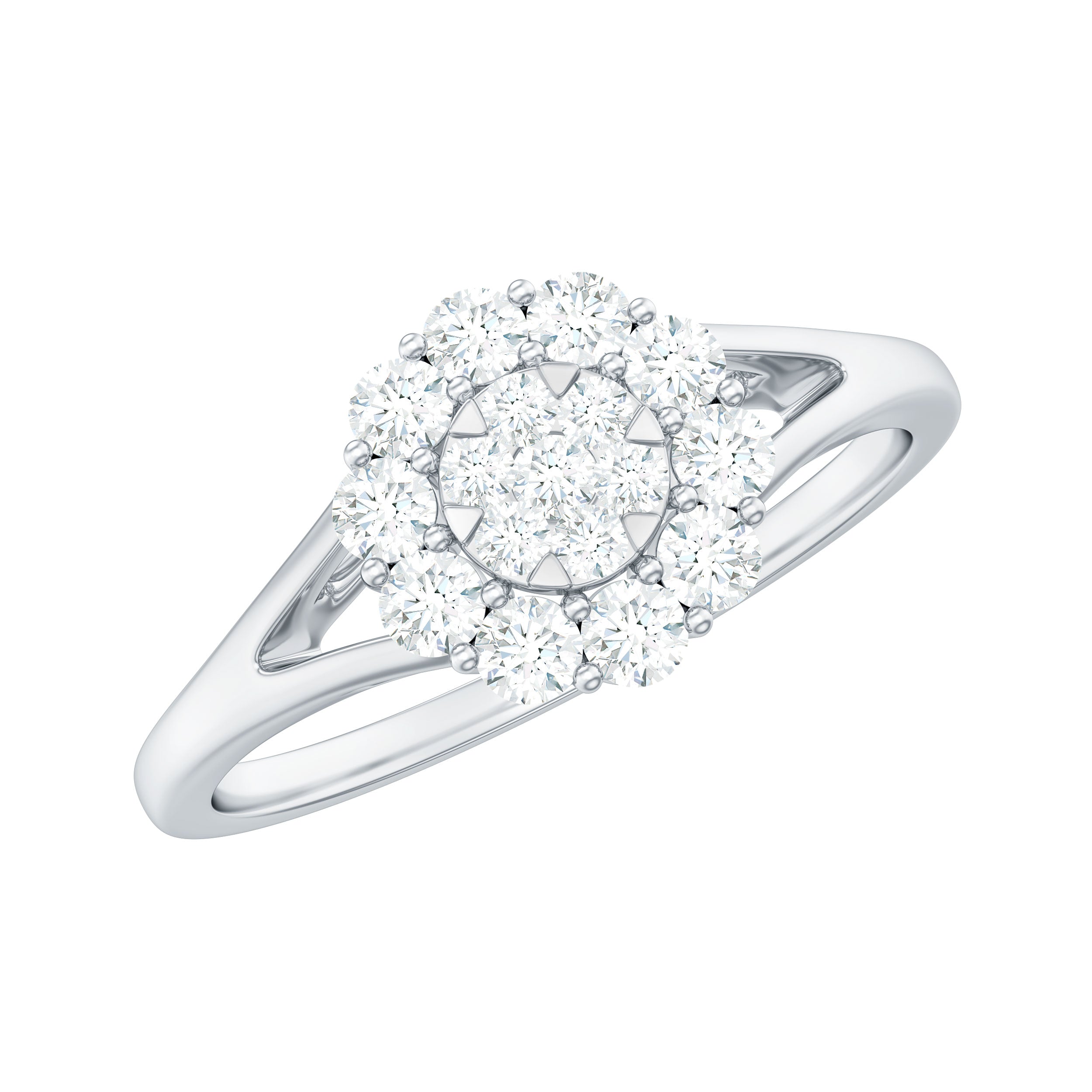 Certified Real Diamond Cluster Ring with Halo Natural - ( HI-SI ) - Rosec Jewels