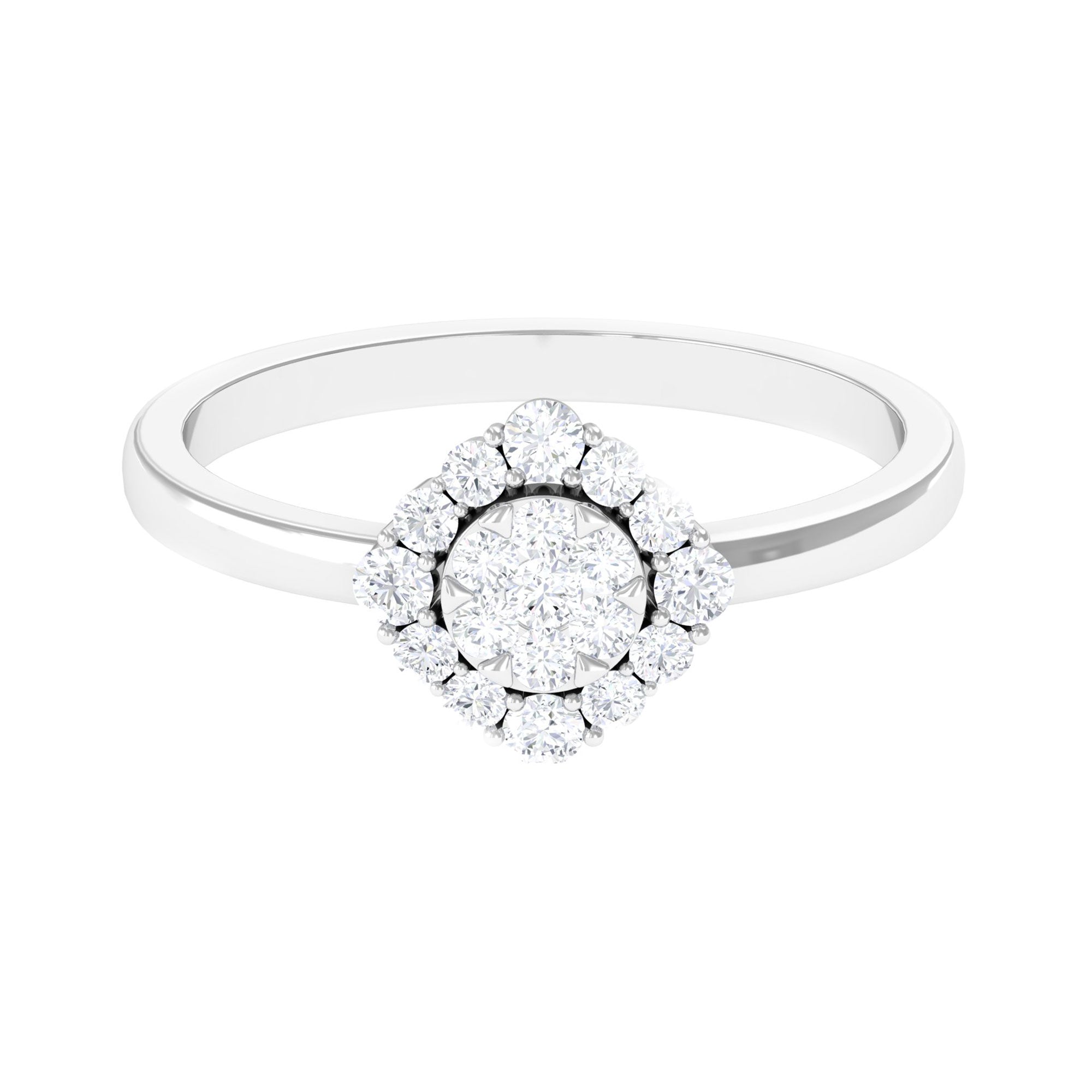 Natural Diamond Classic Engagement Ring with Halo Natural - ( HI-SI ) - Rosec Jewels