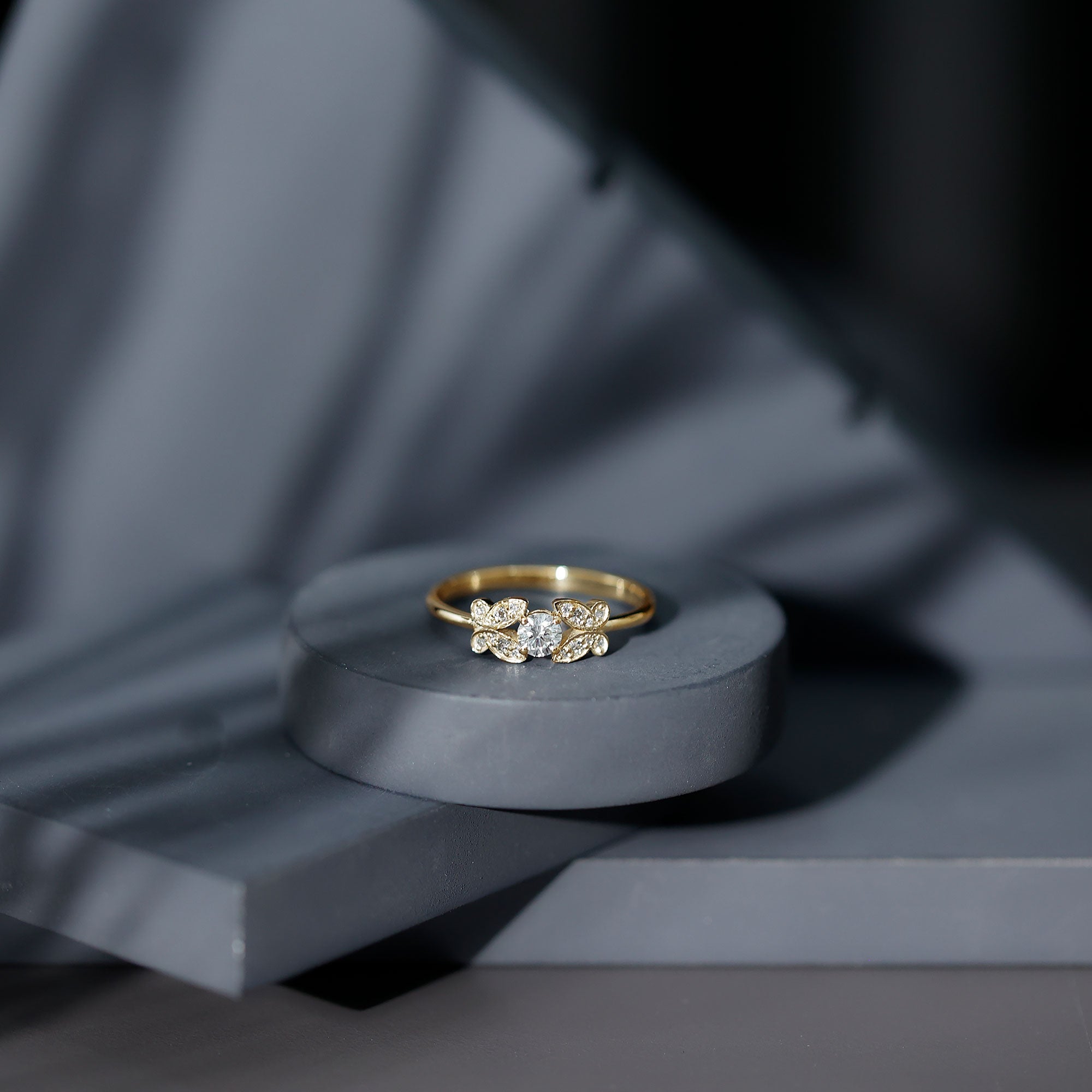 Round Cut Diamond Nature Engagement Ring Natural - ( HI-SI ) - Rosec Jewels