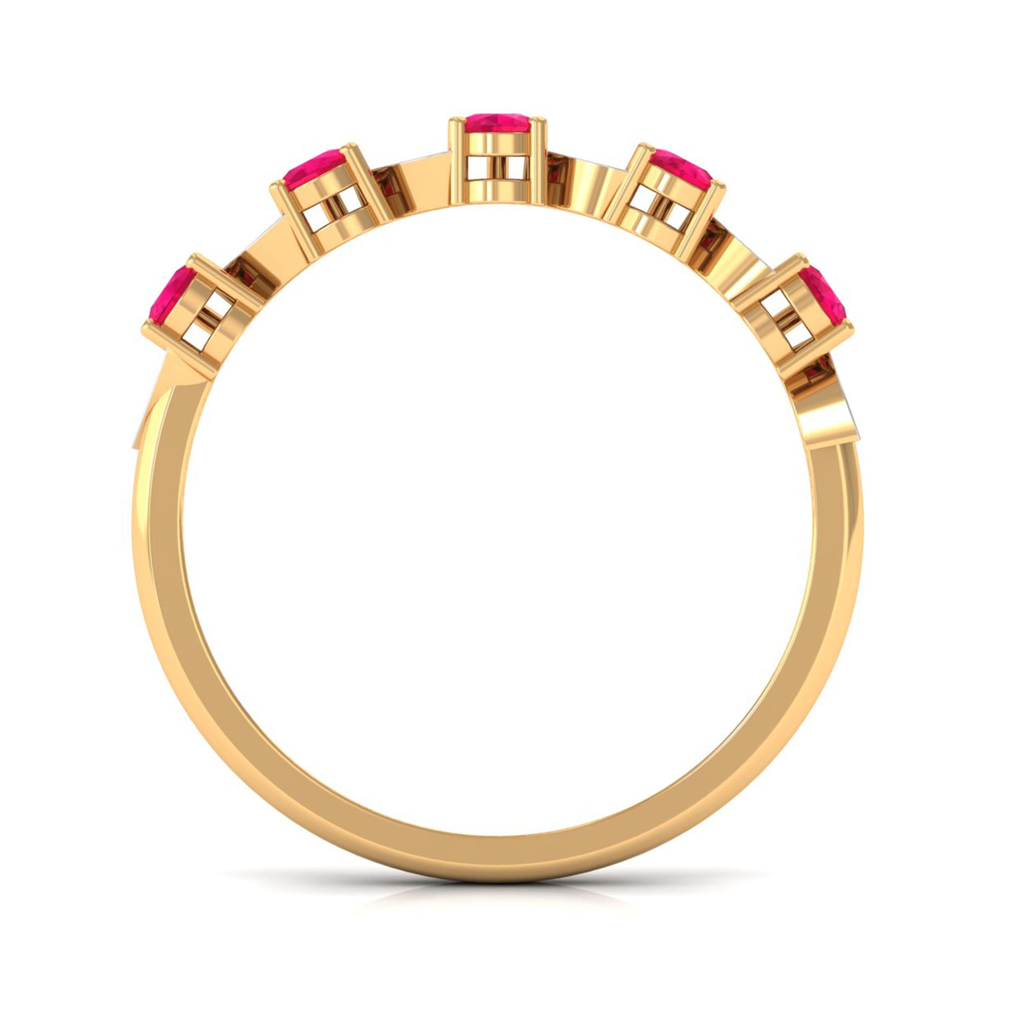 Real Pear Shape Ruby Half Eternity Ring with Diamond for Women AAA - Rosec Jewels