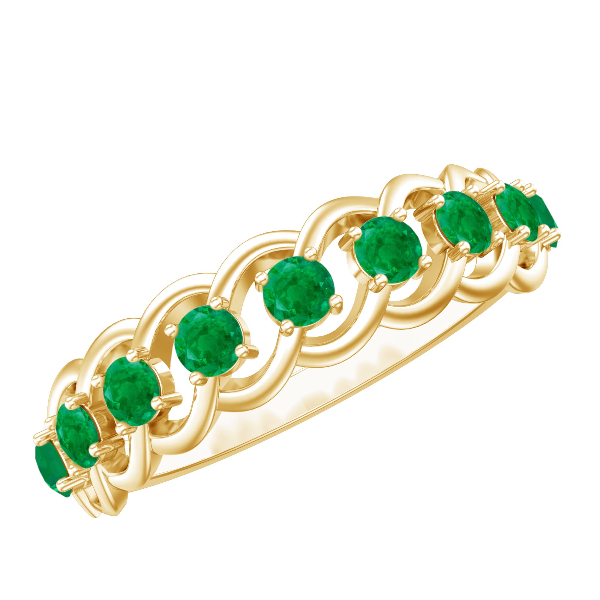 Genuine Green Emerald Braided Half Eternity Band AAA - Rosec Jewels