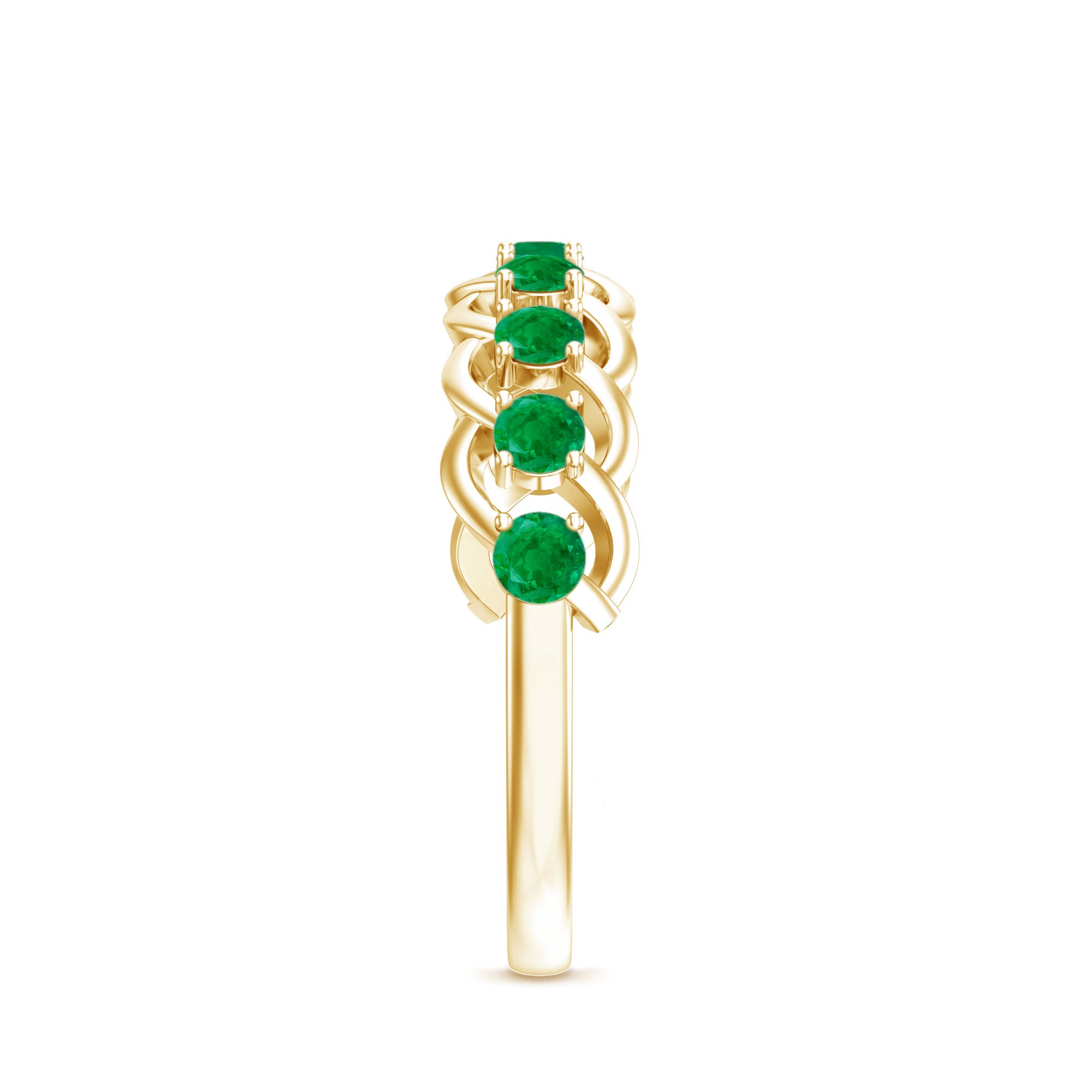 Genuine Green Emerald Braided Half Eternity Band AAA - Rosec Jewels
