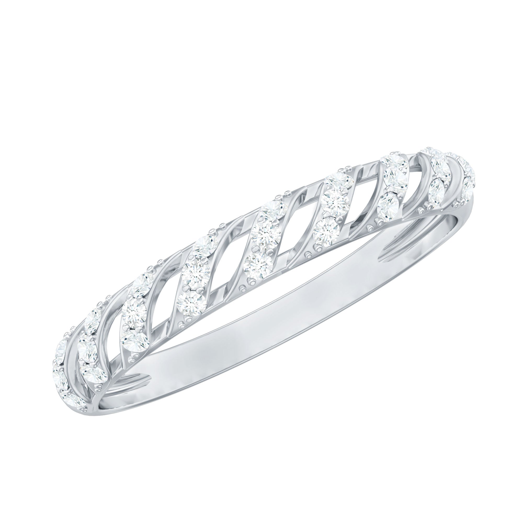 Elegant Round Shape Diamond Half Eternity Ring Natural - ( HI-SI ) - Rosec Jewels
