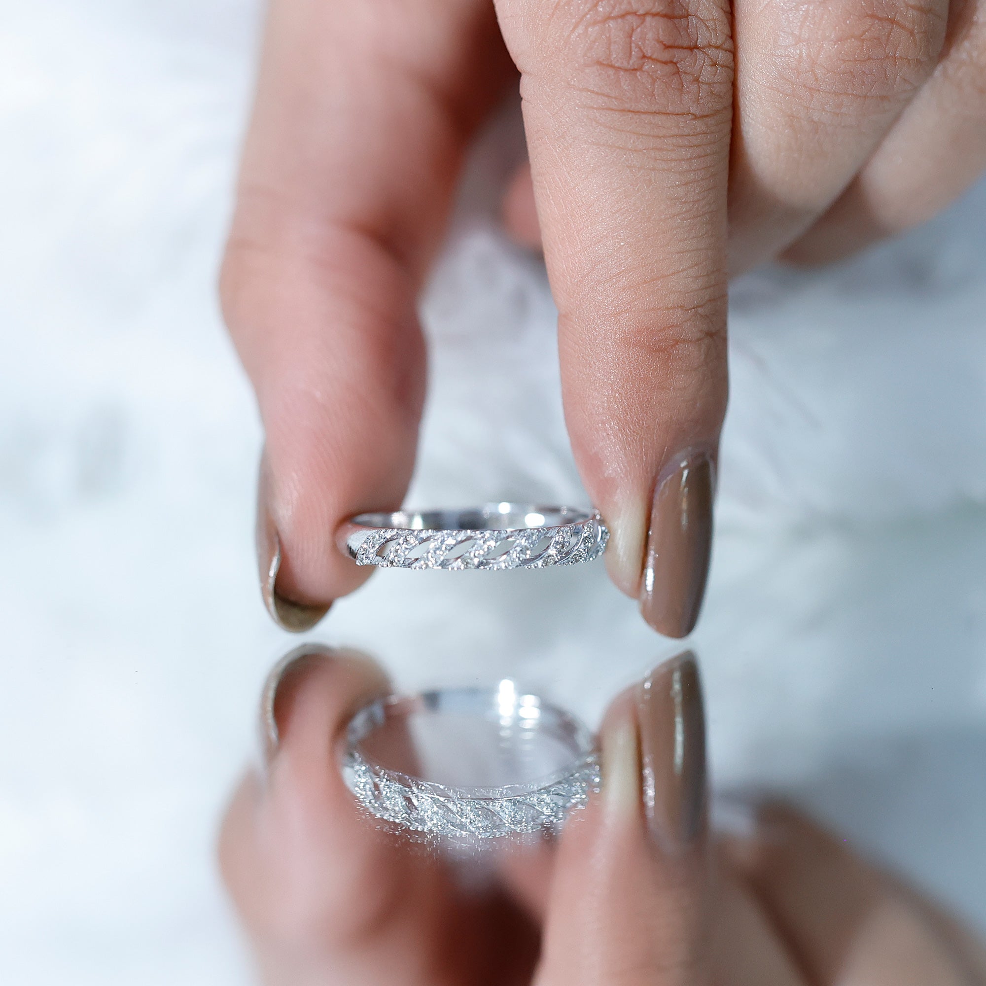 Elegant Round Shape Diamond Half Eternity Ring Natural - ( HI-SI ) - Rosec Jewels