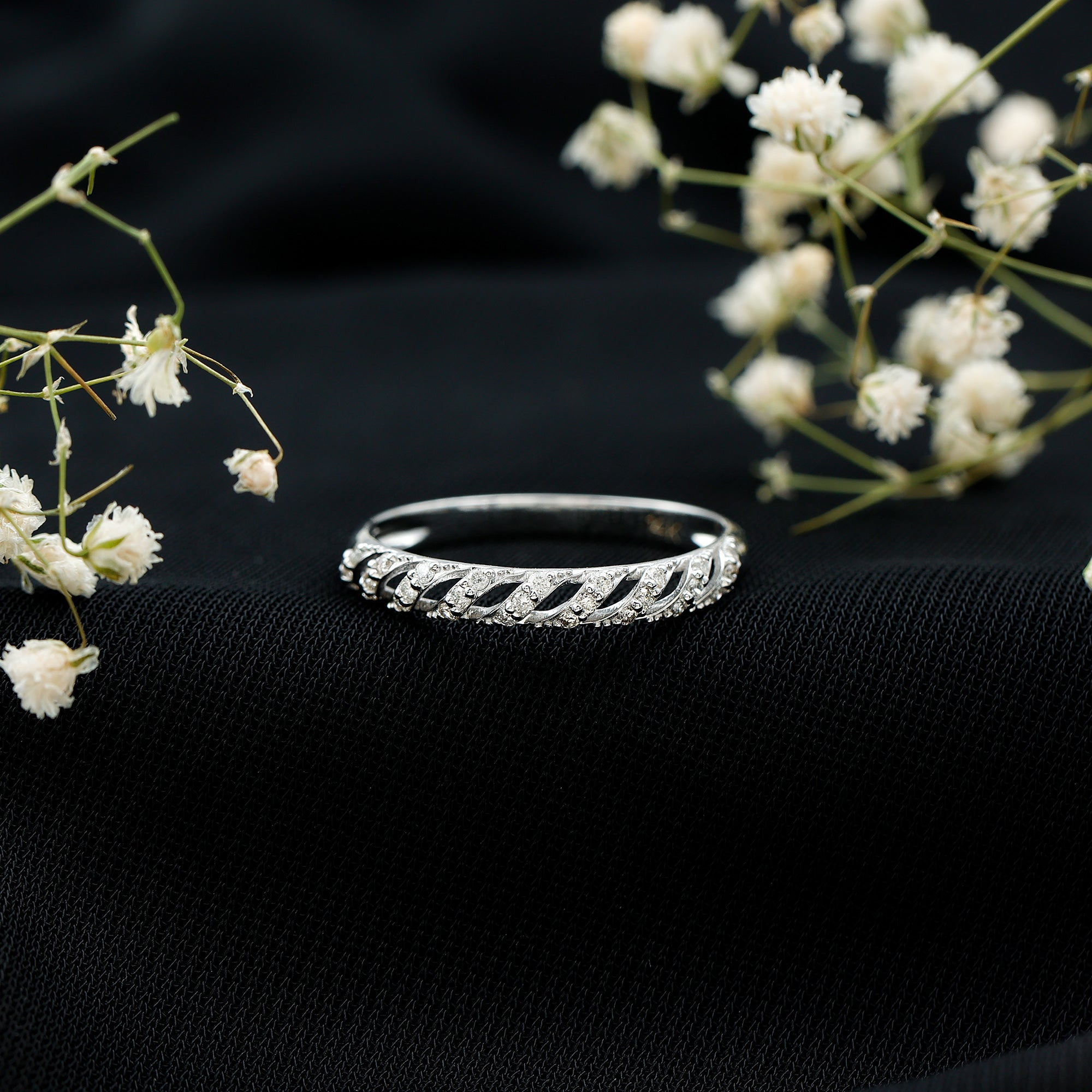 Elegant Round Shape Diamond Half Eternity Ring Natural - ( HI-SI ) - Rosec Jewels