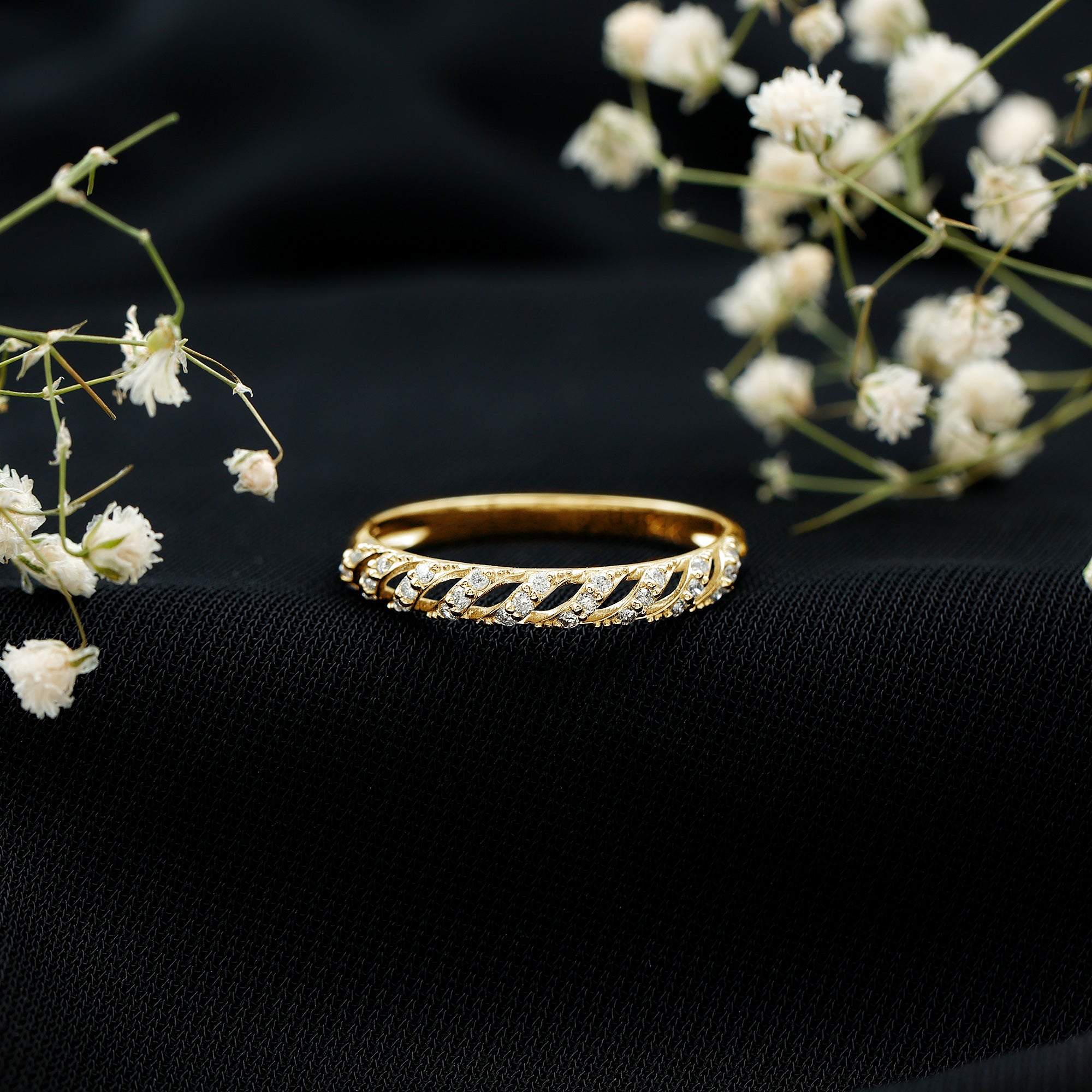 Elegant Round Shape Diamond Half Eternity Ring Natural - ( HI-SI ) - Rosec Jewels