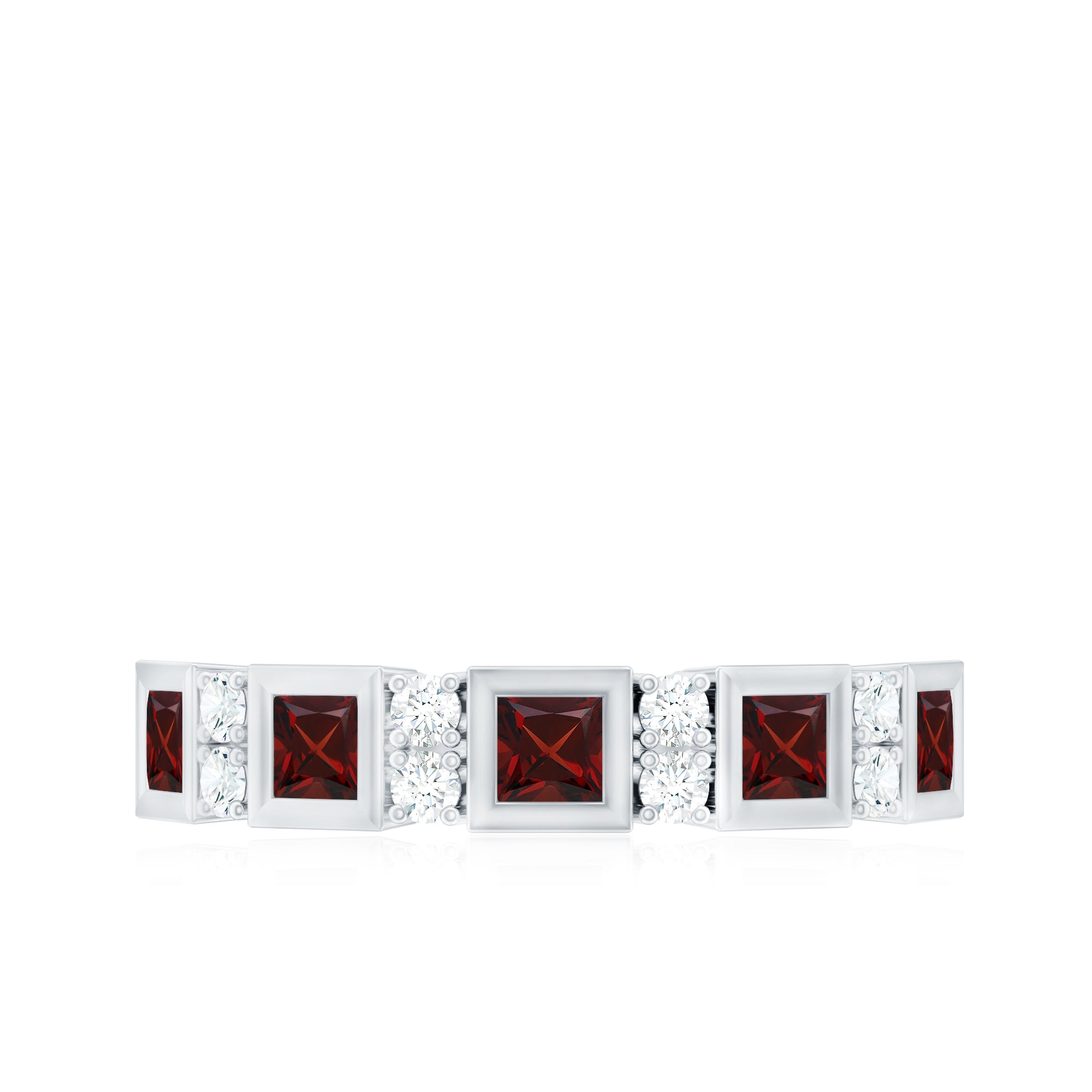 Certified Natural Garnet Diamond Half Eternity Anniversary Ring AAA - Rosec Jewels
