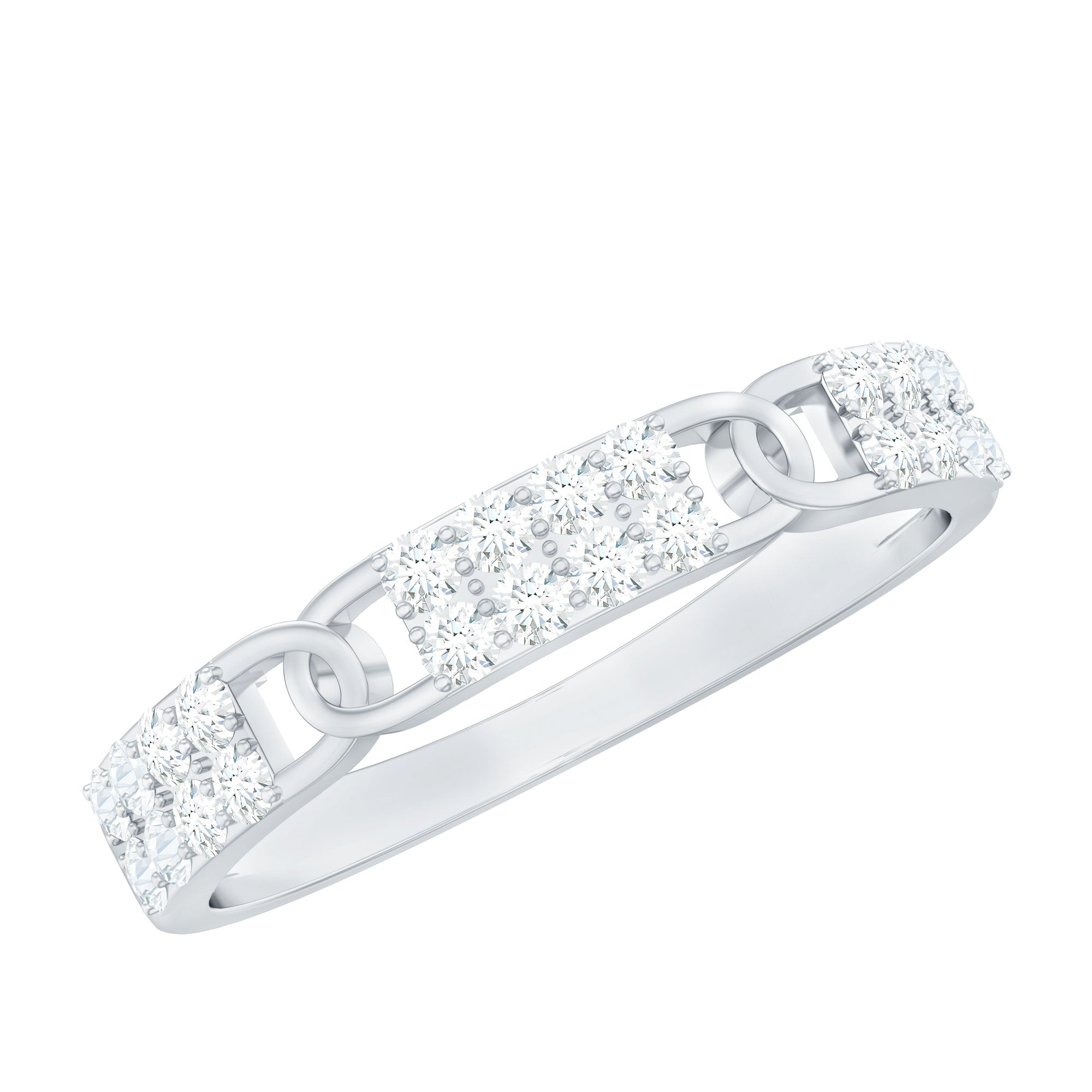Certified Natural Diamond Interlock Half Eternity Band Ring Natural - ( HI-SI ) - Rosec Jewels