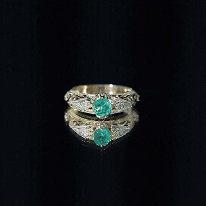 Natural Emerald Diamond Antique Looking Engagement Ring AAA - Rosec Jewels