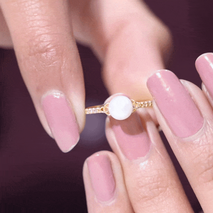 Cultured 2 Carat Freshwater Pearl Diamond Promise Ring with Celtic Knot AAA - Rosec Jewels