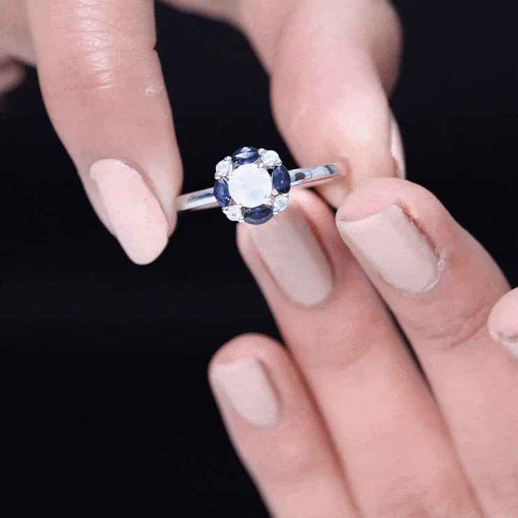 Natural Ethiopian Opal and Sapphire Designer Ring AAA - Rosec Jewels