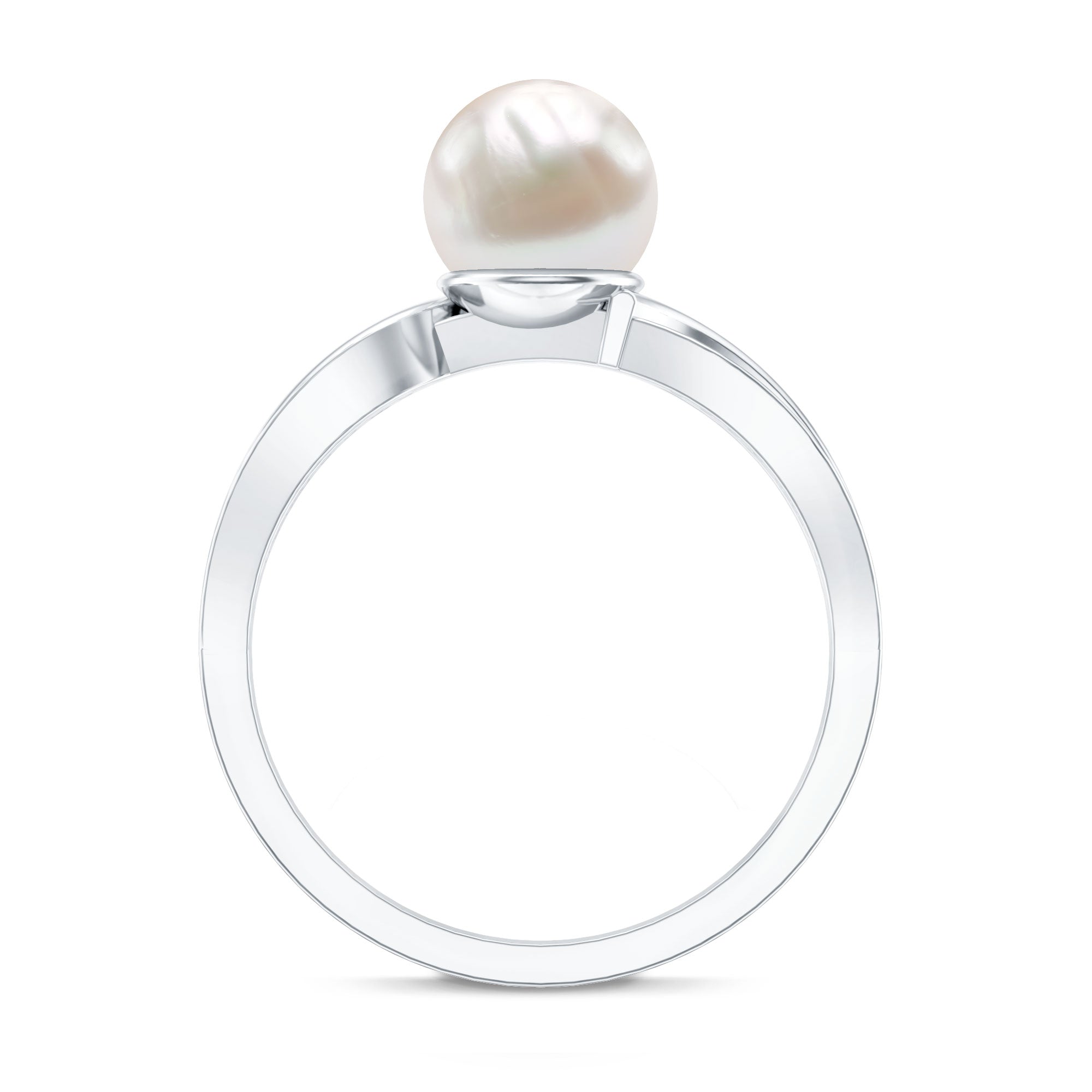Cultured 3 Carat Freshwater Pearl Engagement Ring with Diamond AAA - Rosec Jewels