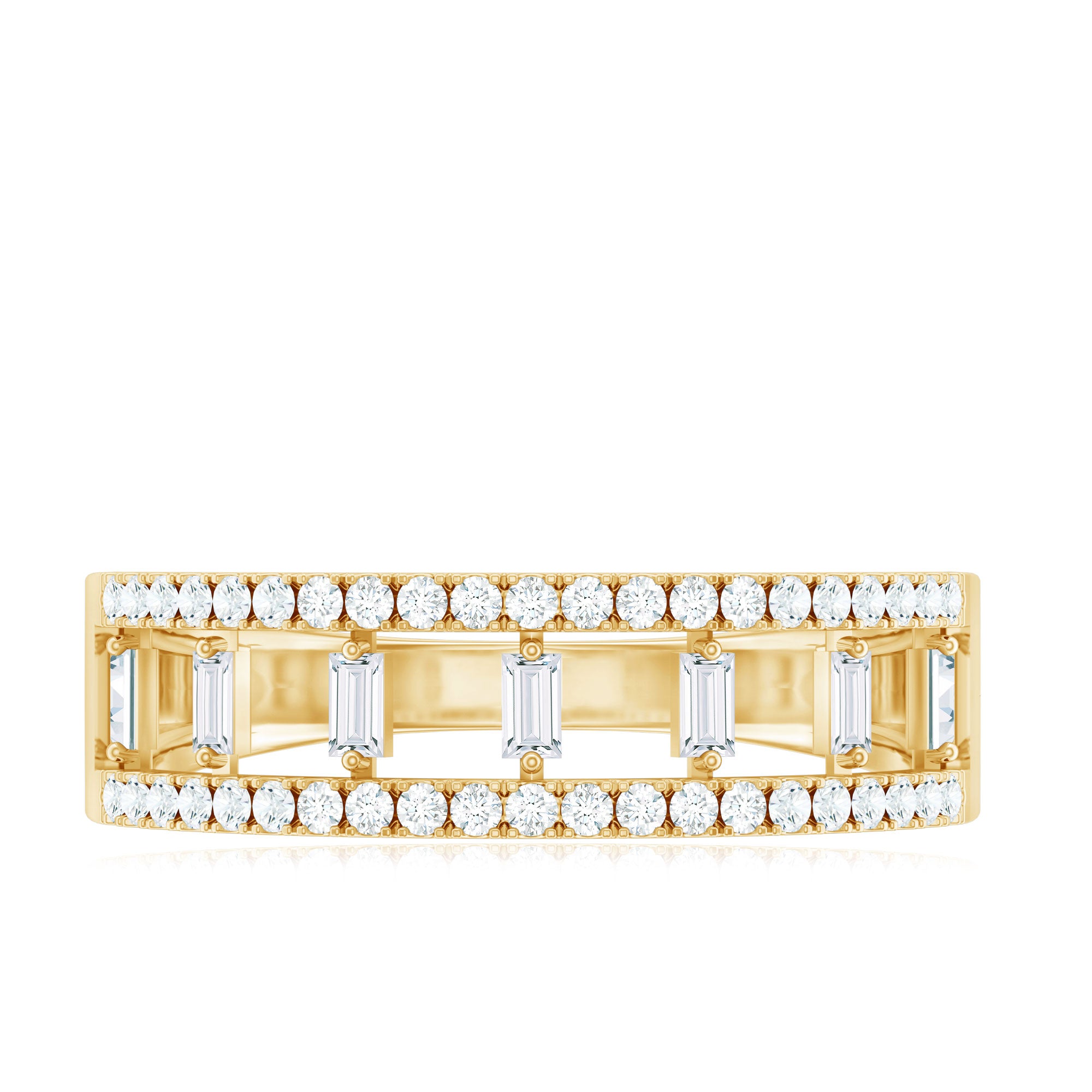 Rosec Jewels-Natural Baguette Diamond Half Eternity Band With Certificate