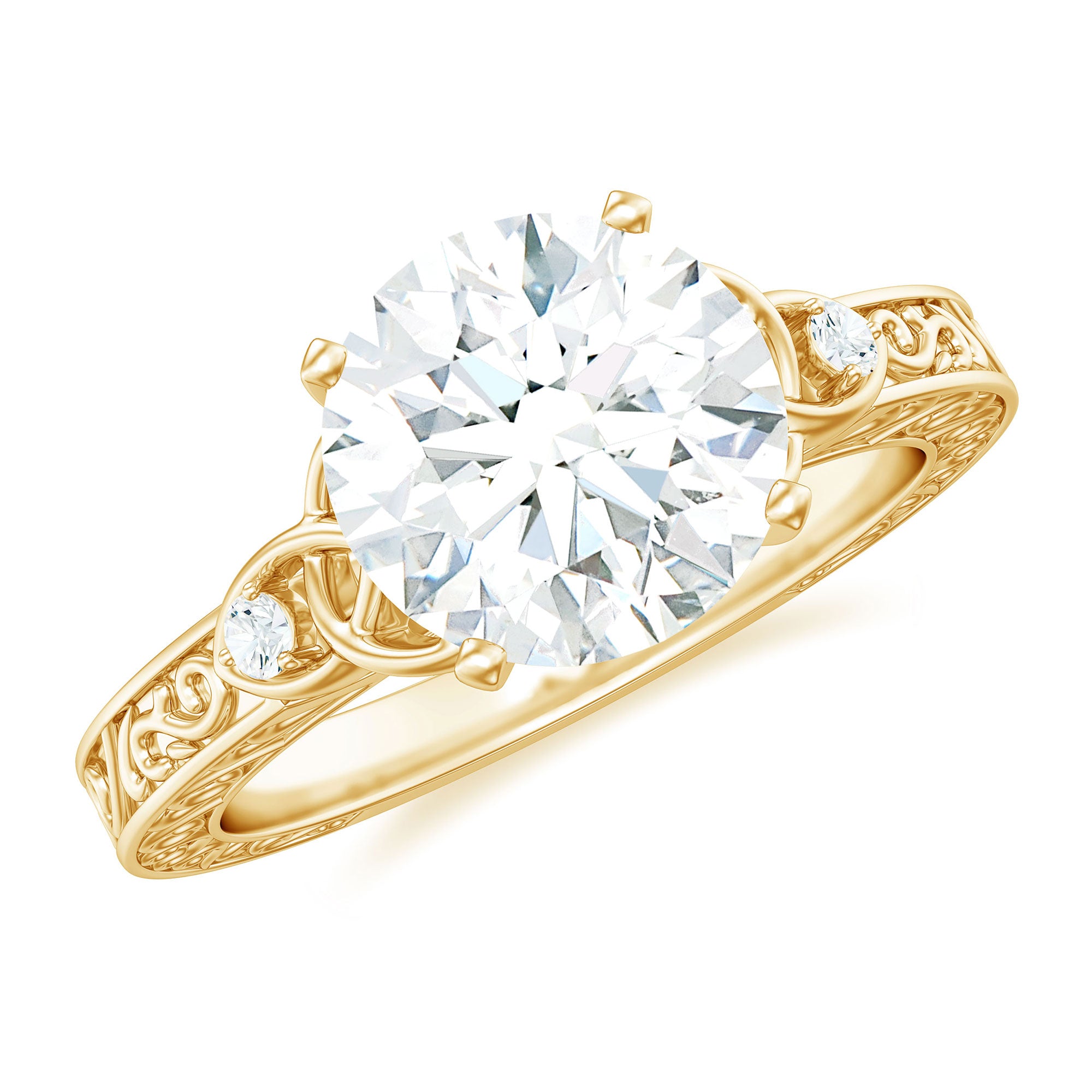 Antique Looking Round Moissanite Celtic Knot Engagement Ring D-VS1 - Rosec Jewels