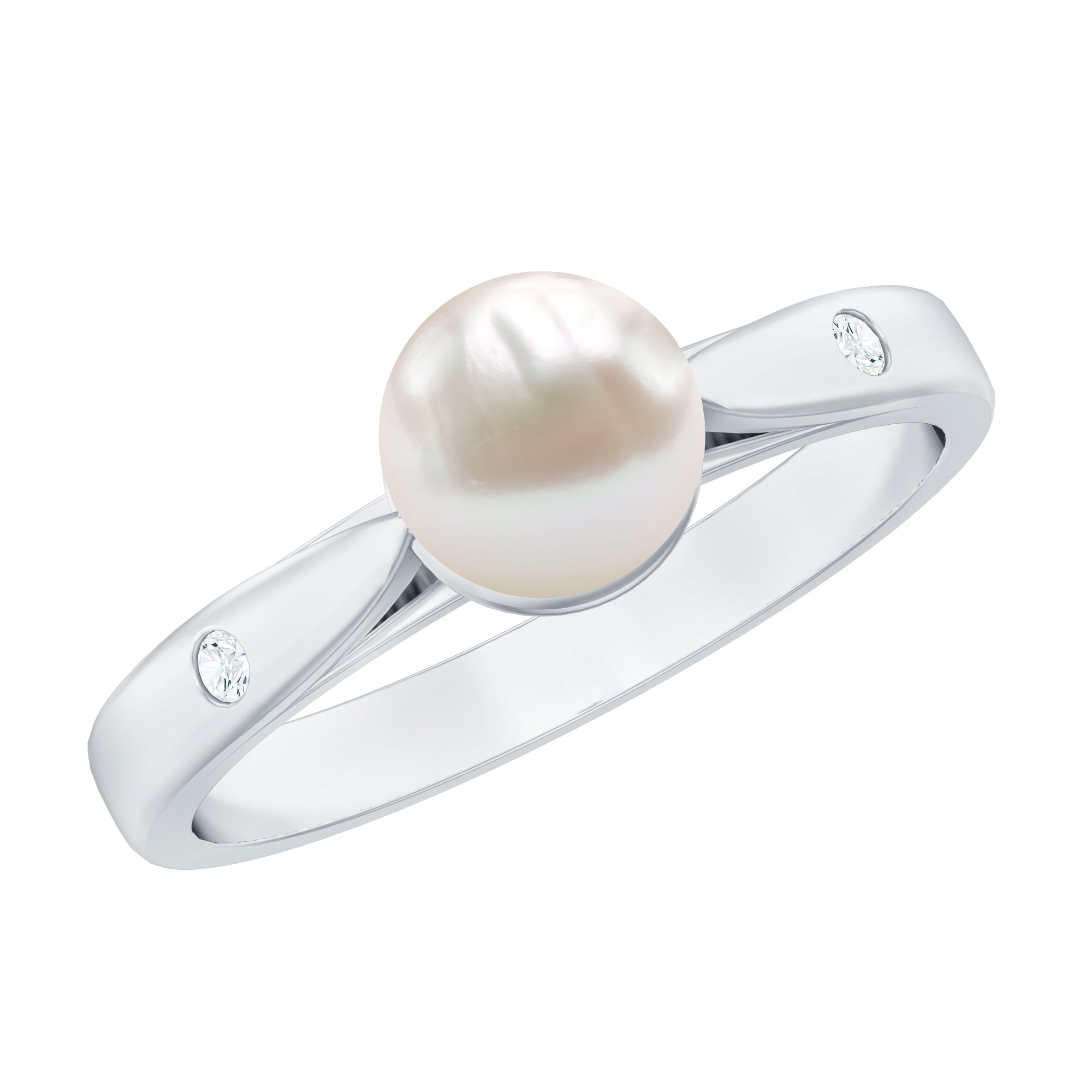 2.25 CT Freshwater Pearl Solitaire Ring with Diamond Accent