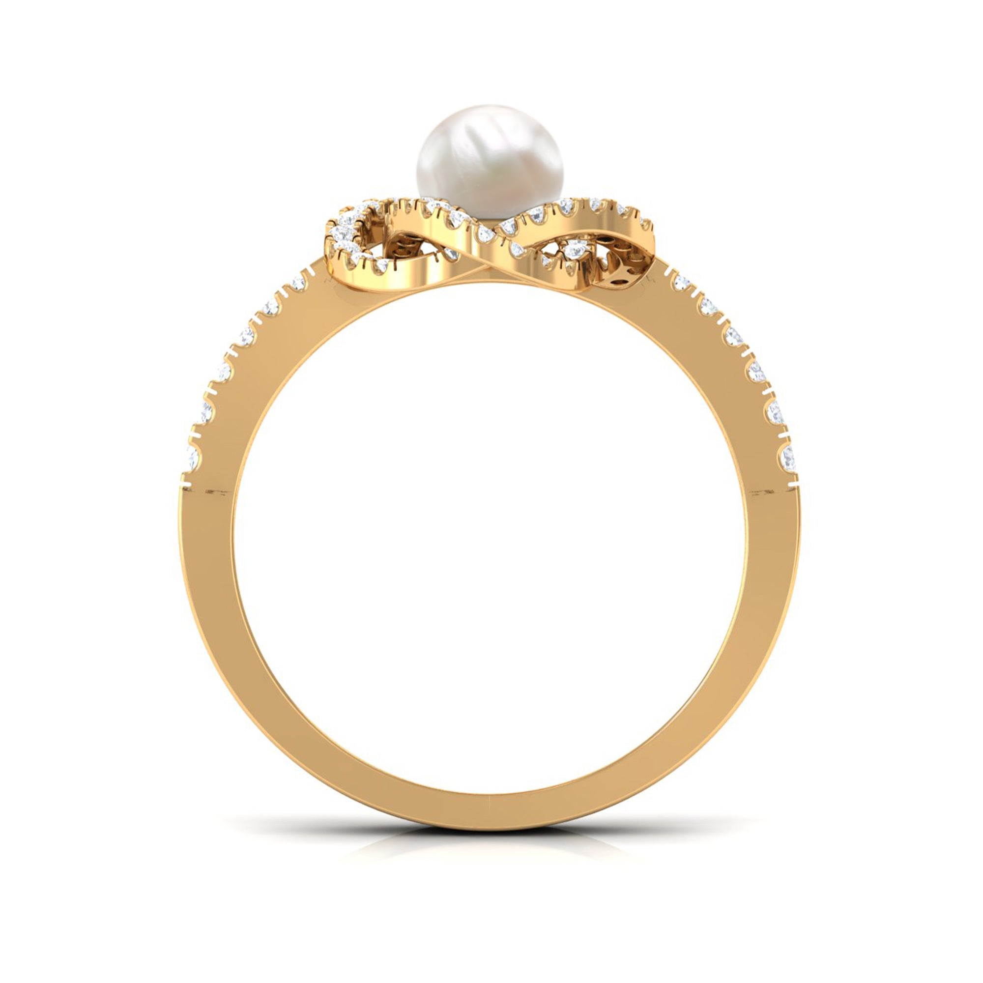 Rosec Jewels-2.50 CT Freshwater Pearl Engagement Ring with Diamond Accent