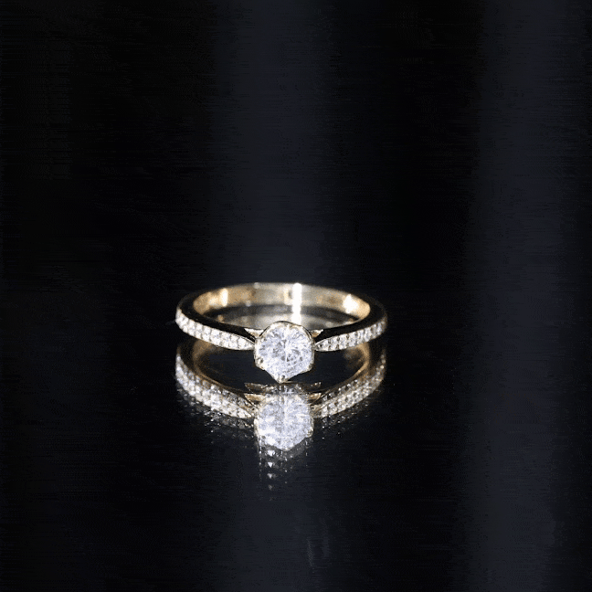 Rosec Jewels-Lotus Basket Set Cubic Zirconia Engagement Ring with Side Stones