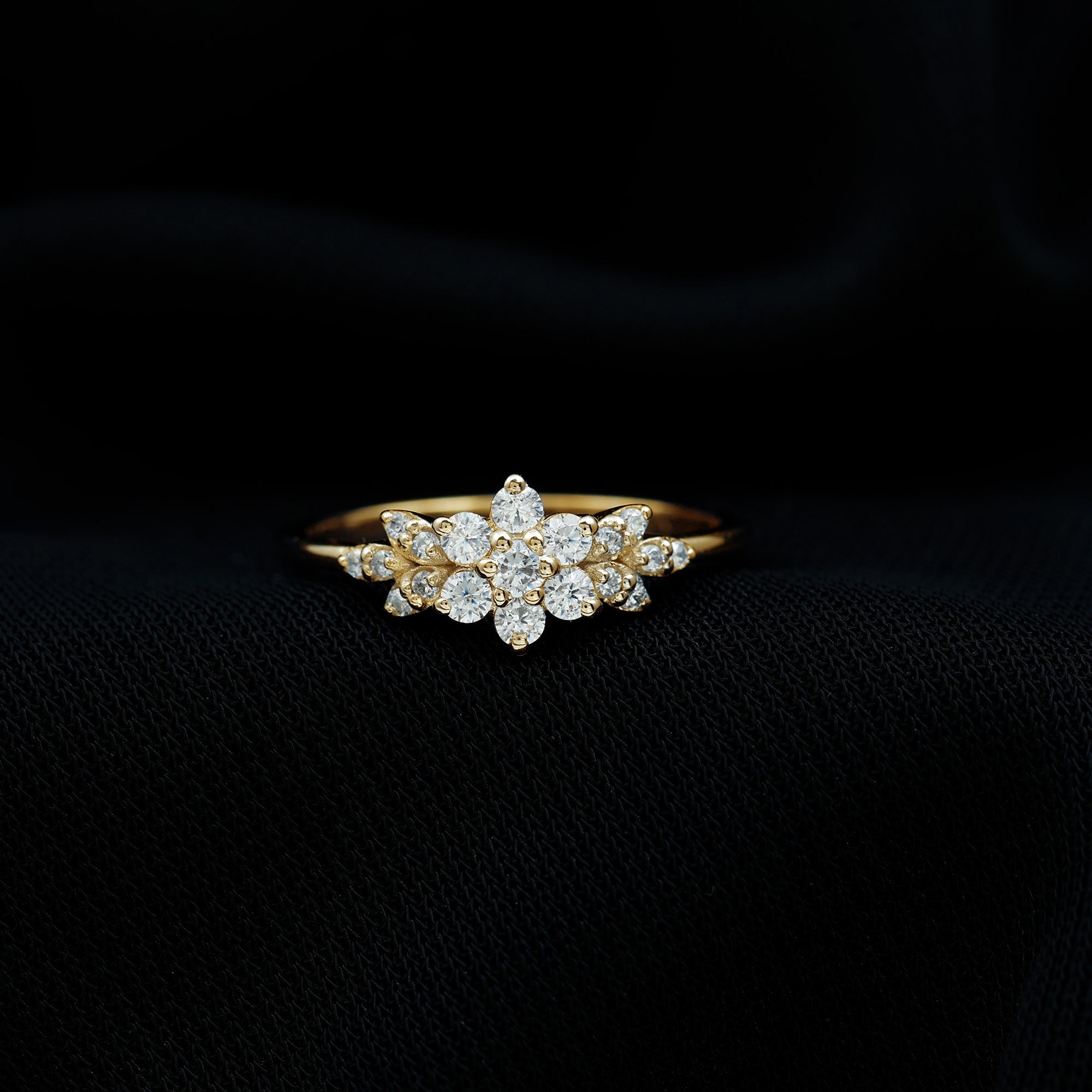 Cubic Zirconia Flower Cluster Engagement Ring AAAA - Rosec Jewels