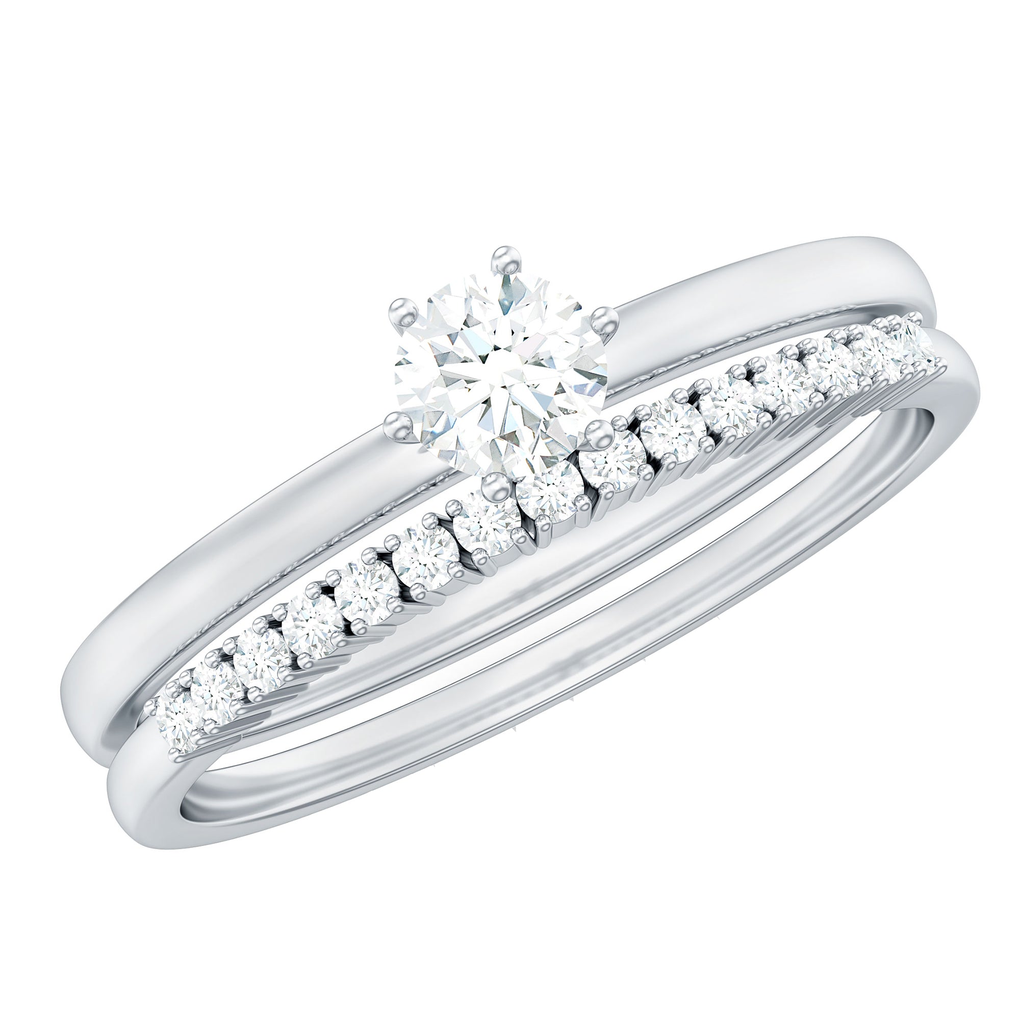 3/4 CT Cubic Zirconia Solitaire Simple Ring Set in Gold