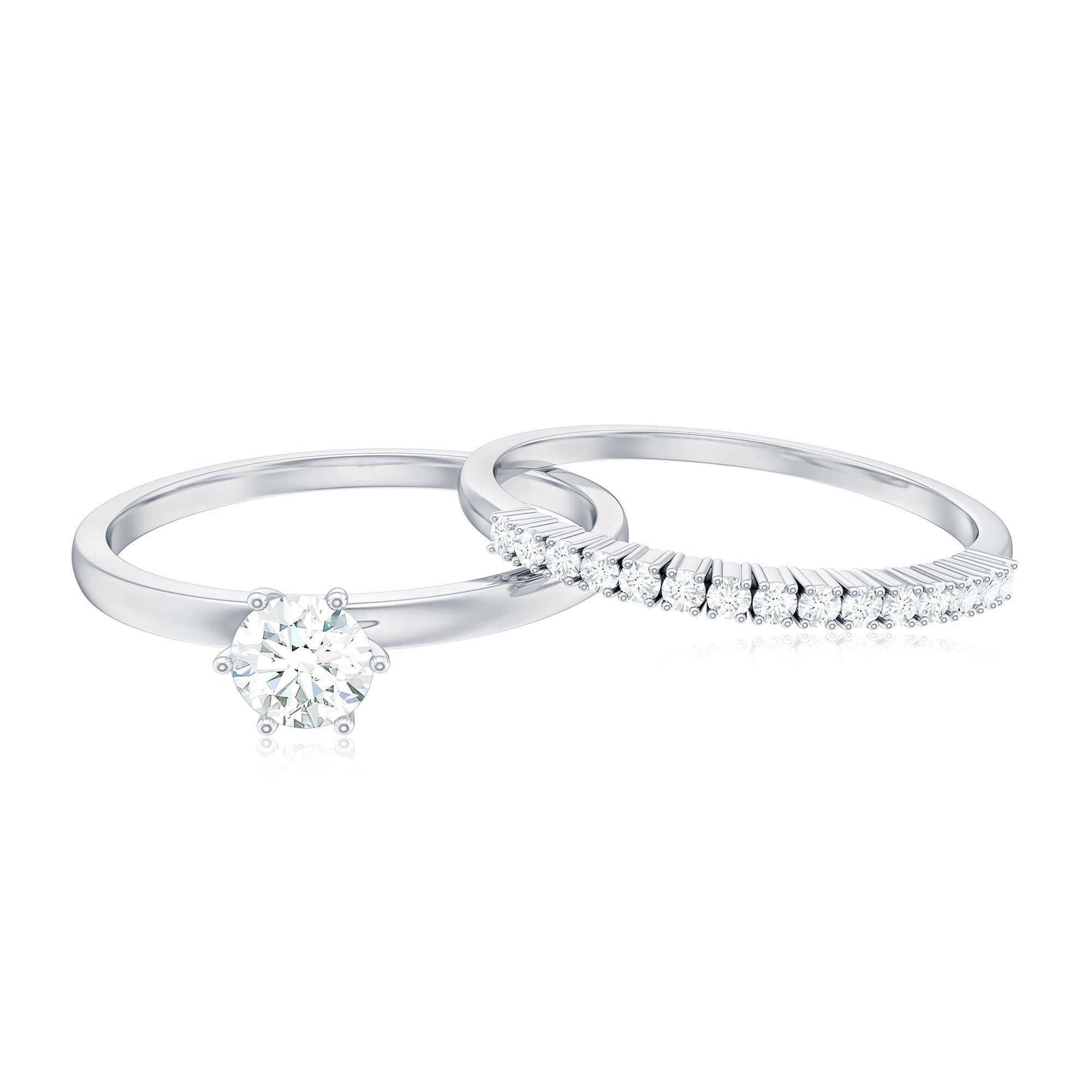 Rosec Jewels-Simple Cubic Zirconia Solitaire Wedding Ring Set for Women