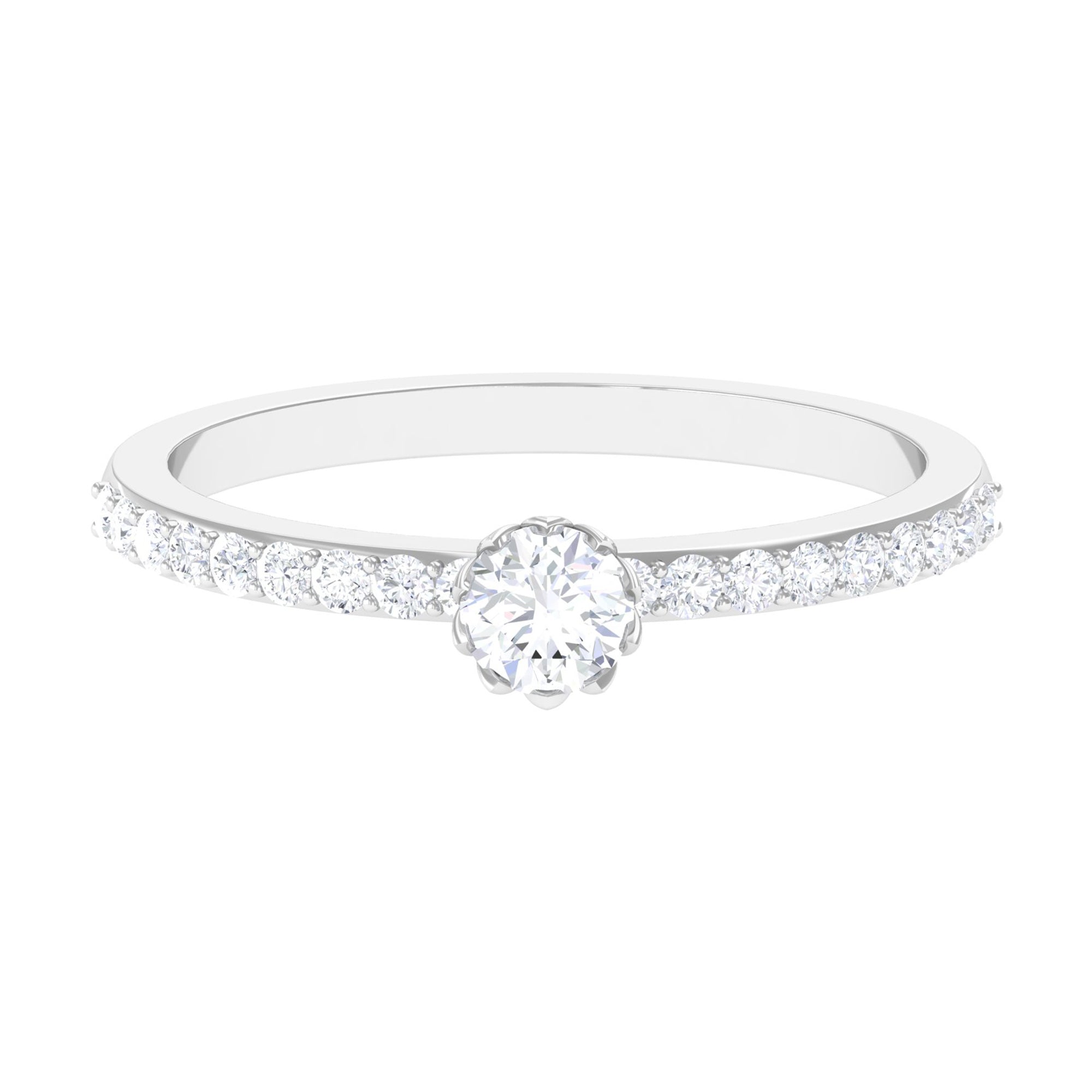 3/4 CT Lotus Basket Set Solitaire Cubic Zirconia Engagement Ring