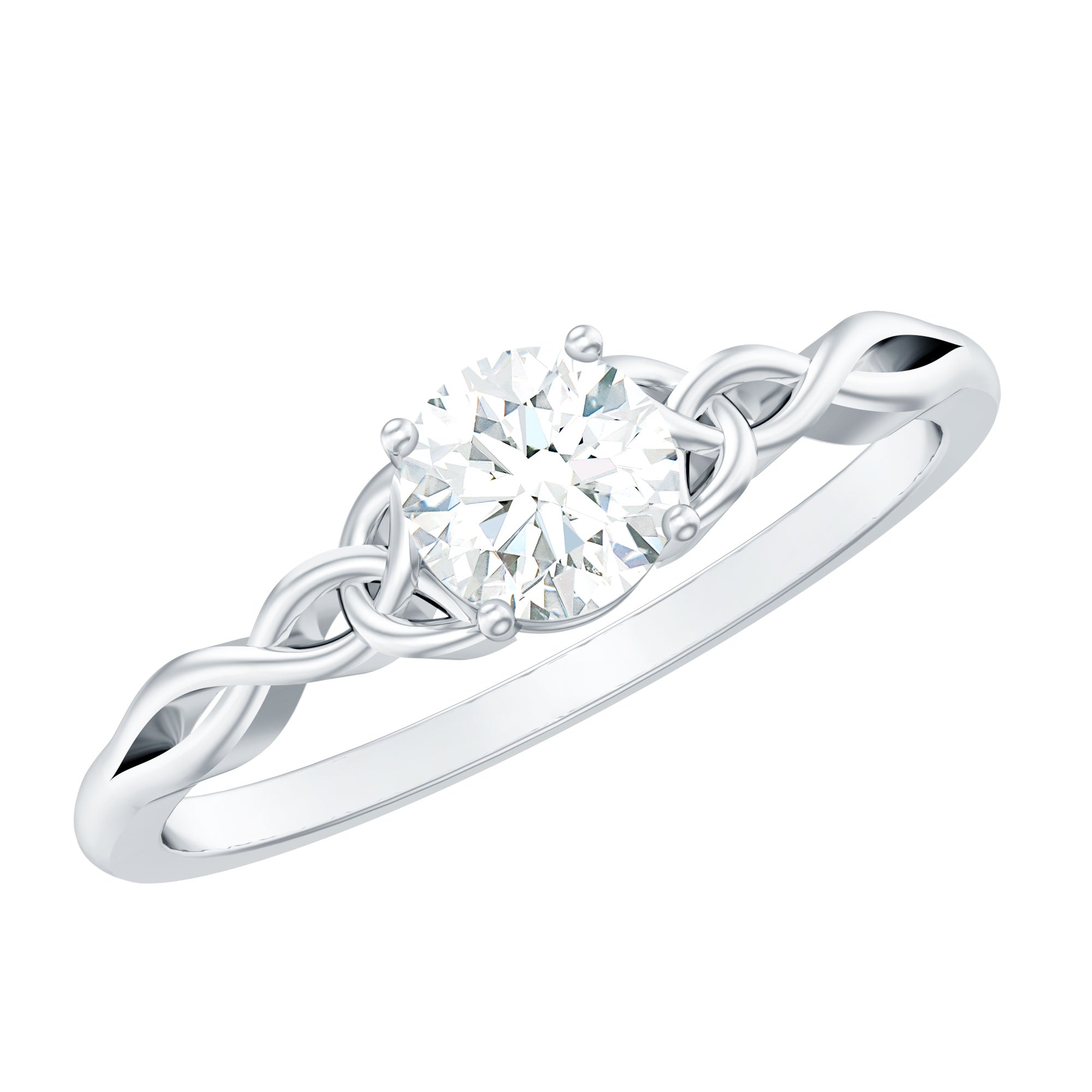 0.5 Carat Round Cubic Zirconia Promise Ring with Celtic Love Knot AAAA - Rosec Jewels